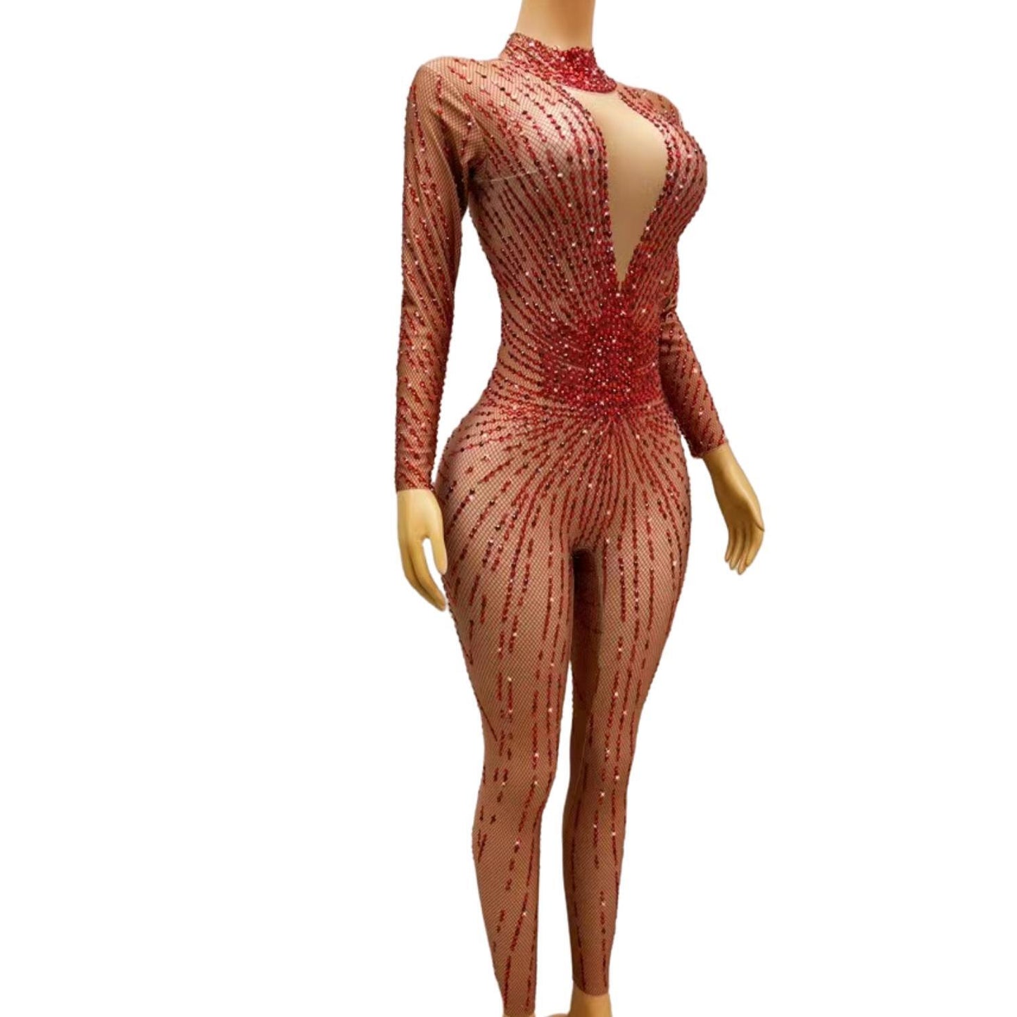 CELESINYI Hongyanhuaku Crystal Red Jumpsuit