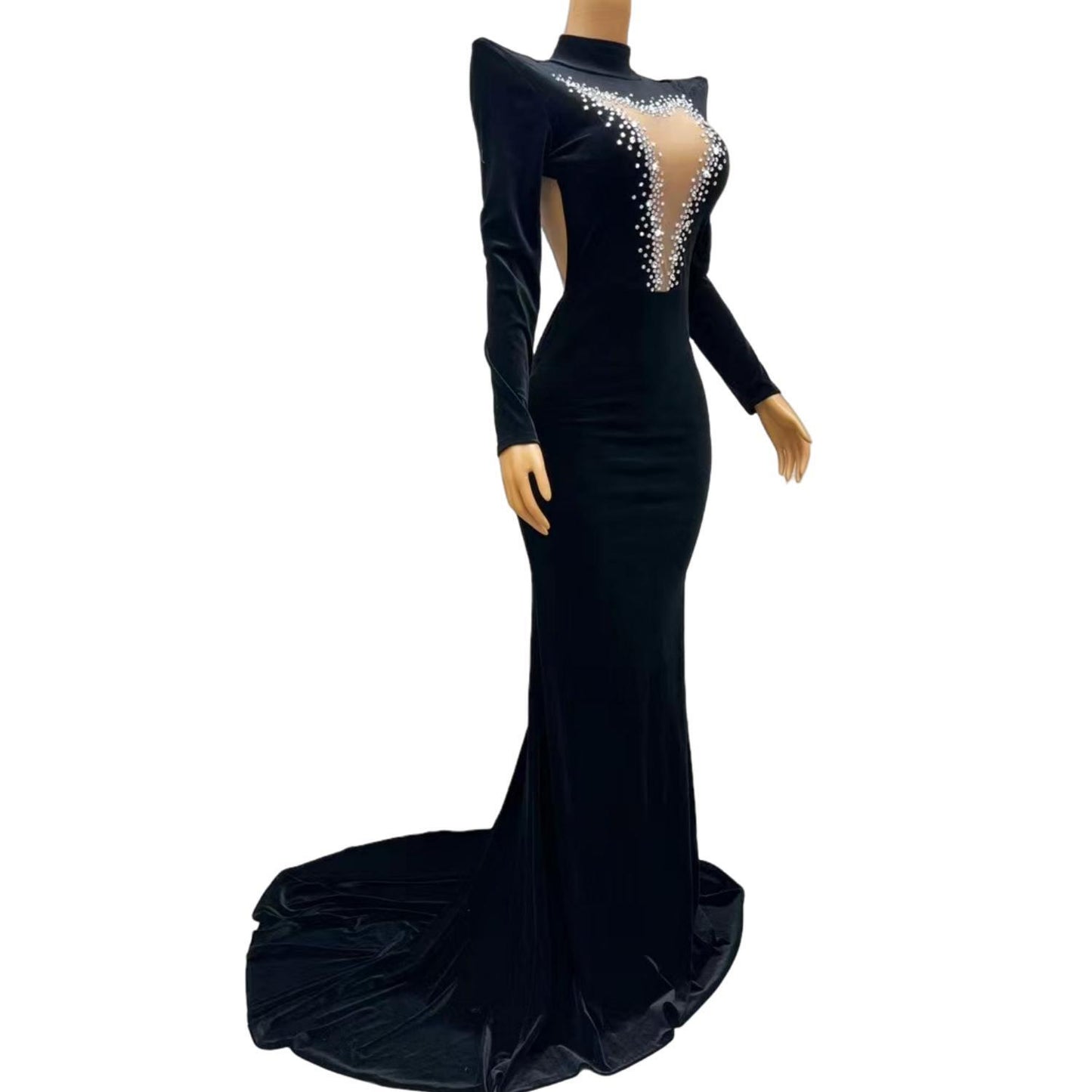 CELESINYI Heirongcha Crystal Velvet Gown