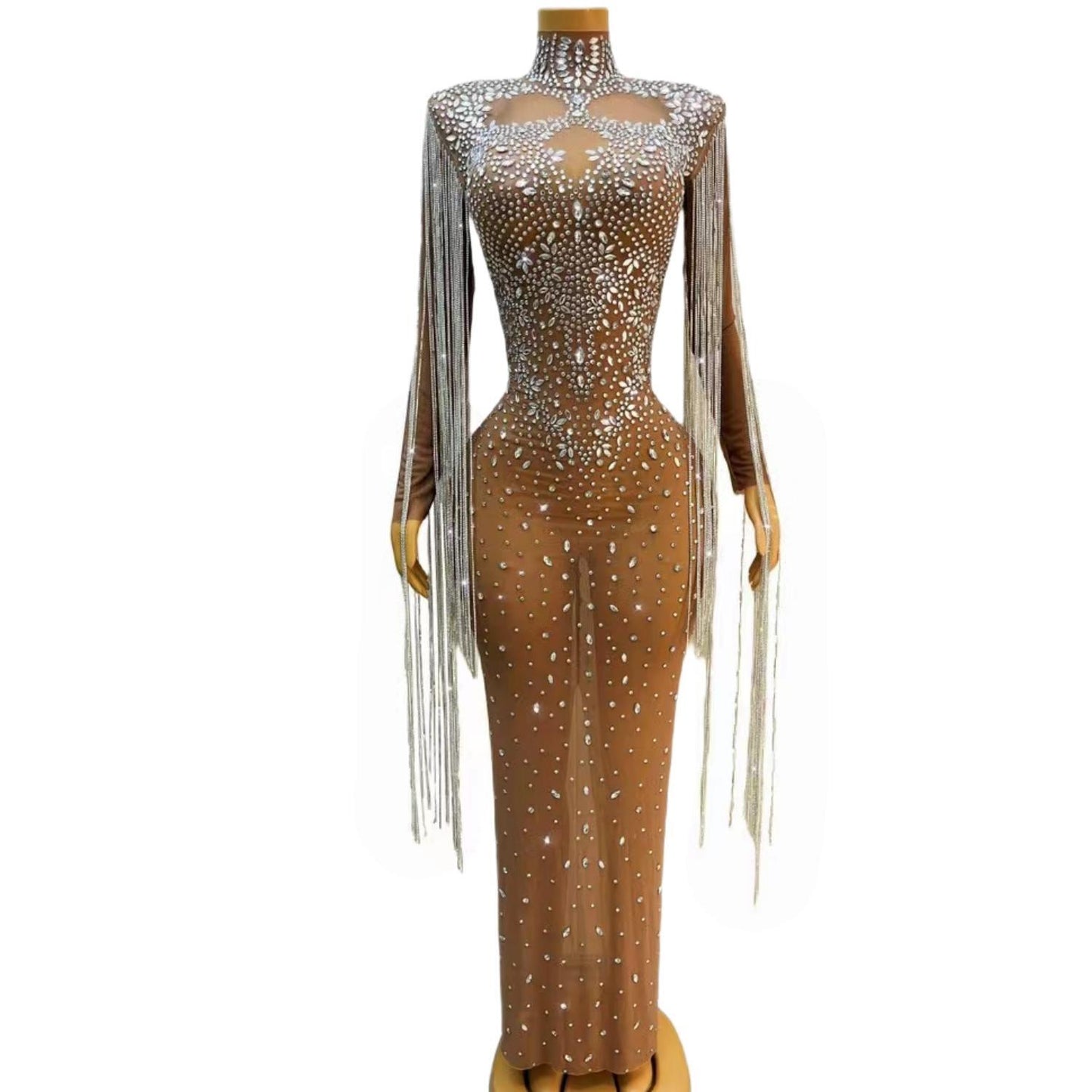 CELESINYI Kulou Crystal Skeleton Gown