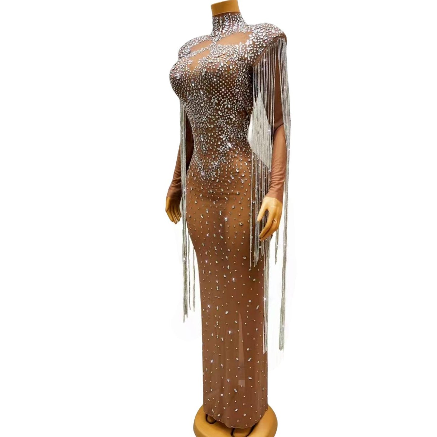 CELESINYI Kulou Crystal Skeleton Gown