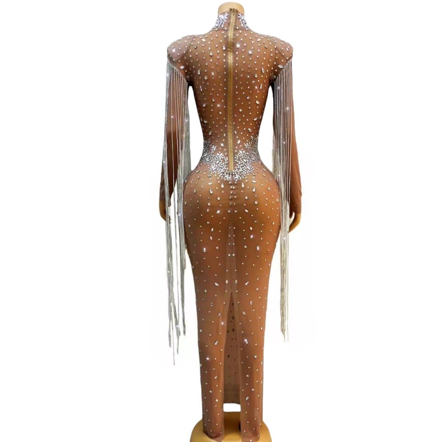 CELESINYI Kulou Crystal Skeleton Gown