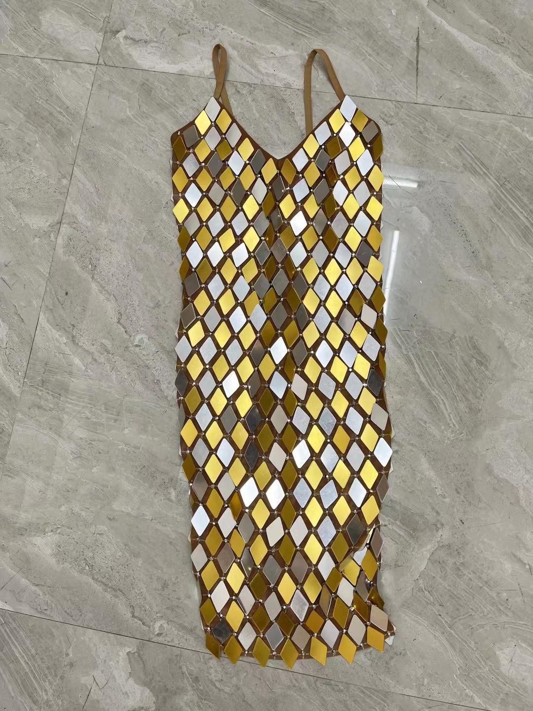 CELESINYI Jinxiangyin Crystal Harlequin Mini Dress