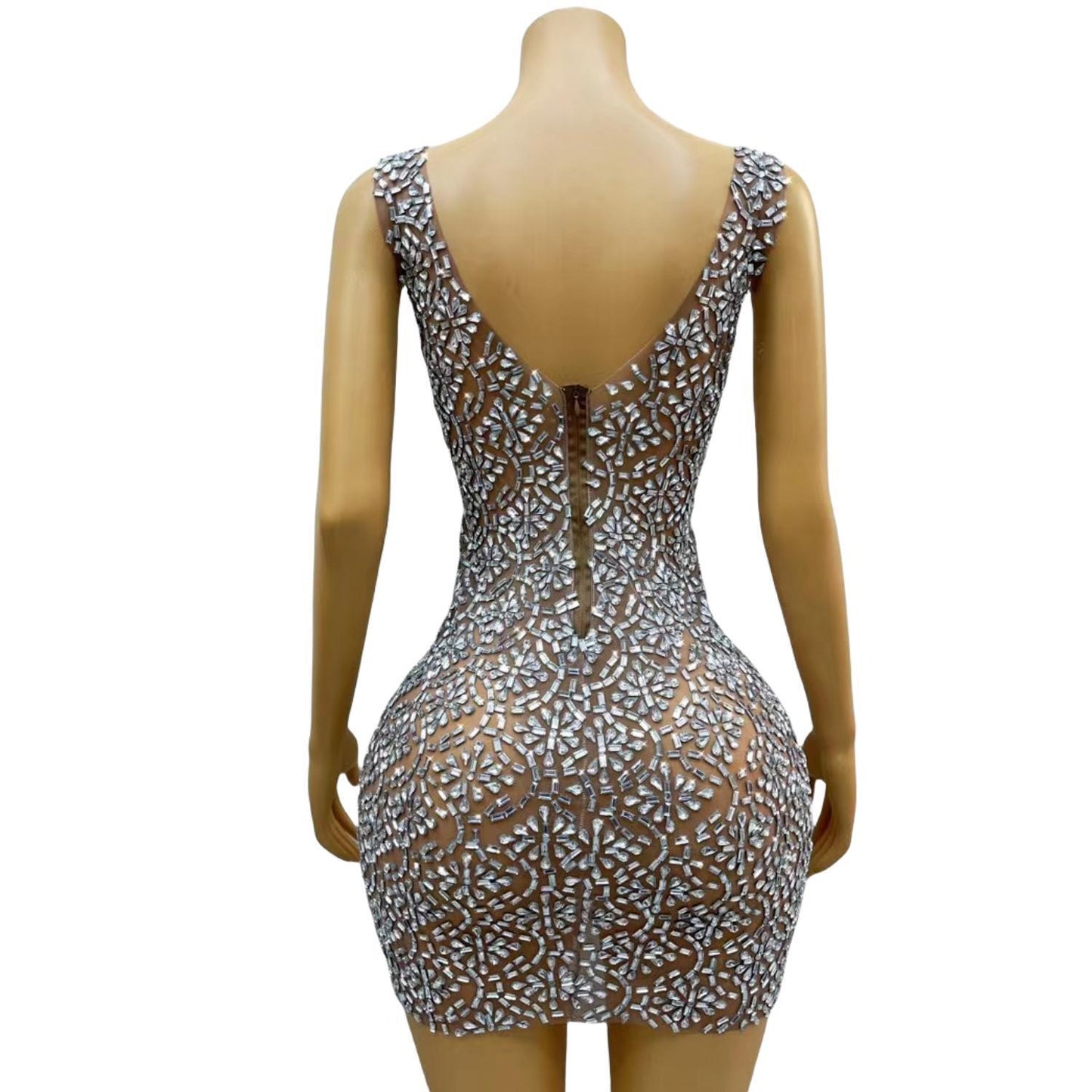 CELESINYI Lunhui Crystal Mini Dress