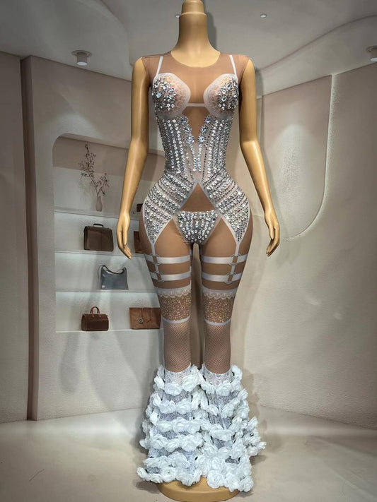 CELESINYI Baimeigui Crystal Rose Bodysuit