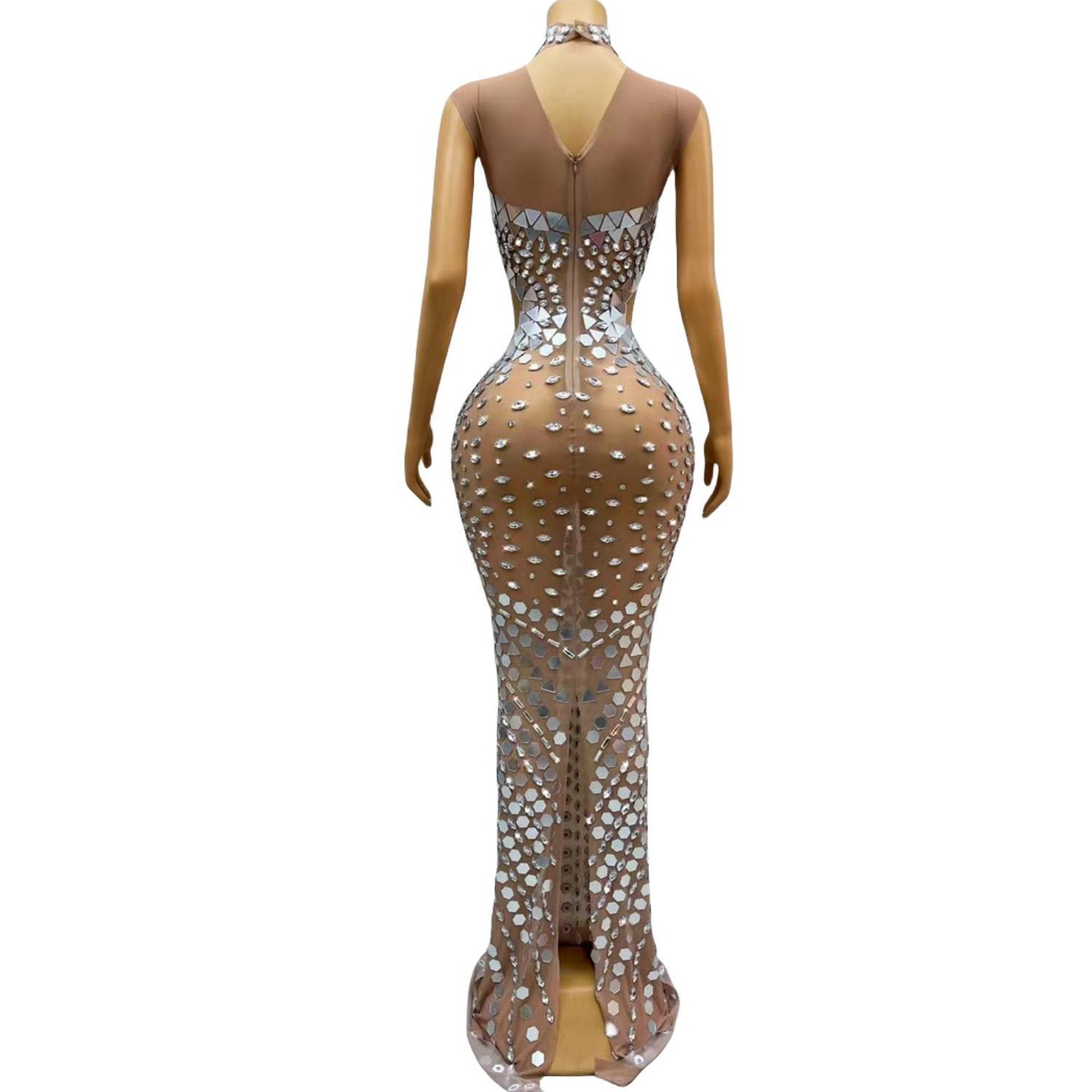CELESINYI Loukongxing Crystal Silver Mermaid Gown