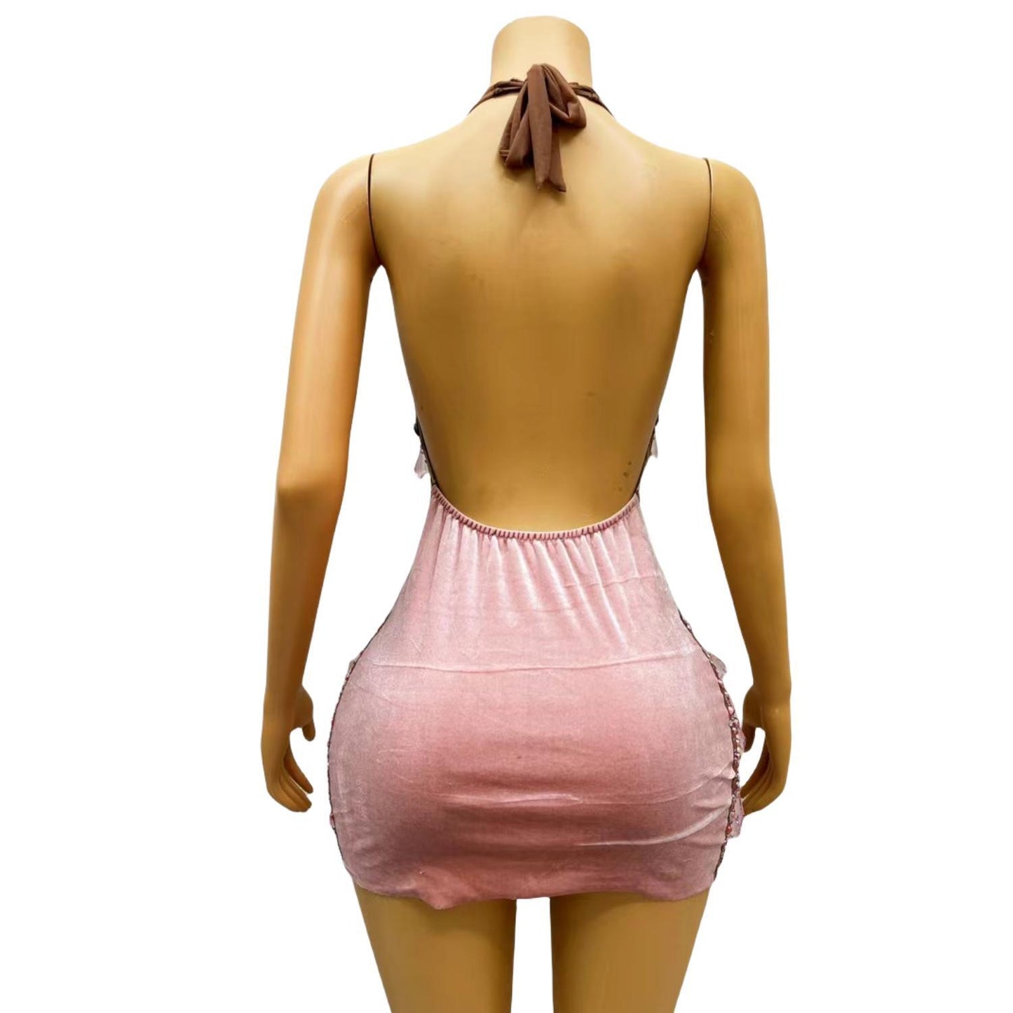 CELESINYI Liuguang Crystal Pearl Mini Dress