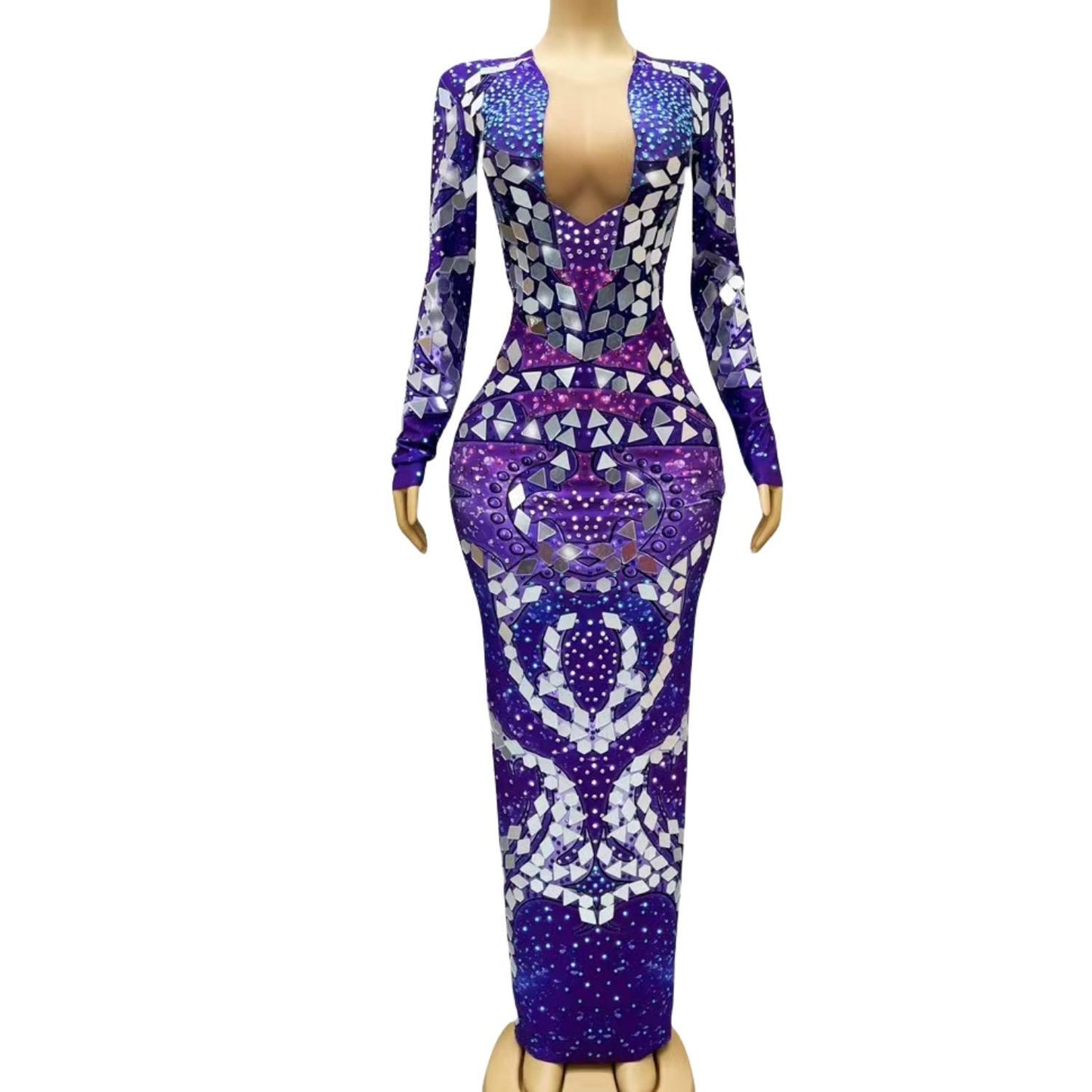 CELESINYI Ziguang Crystal Purple Mirror Gown