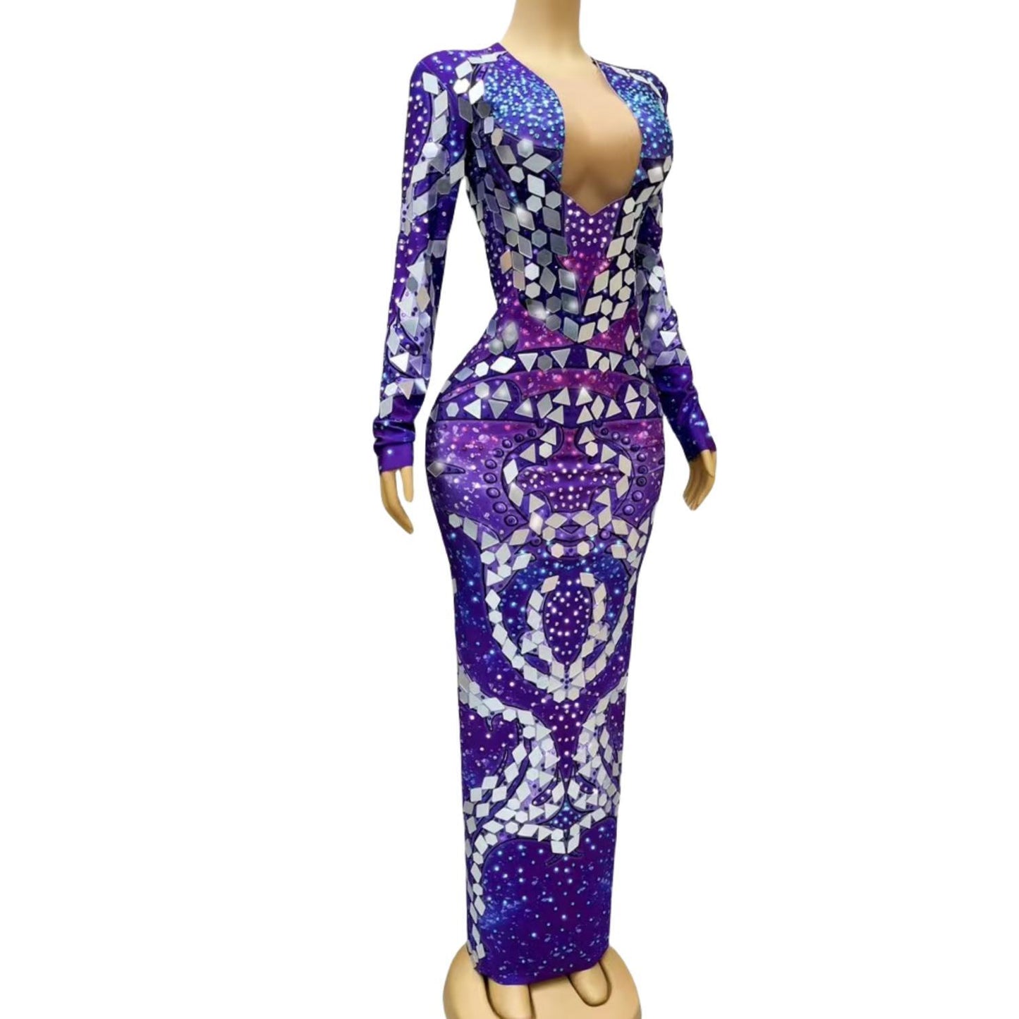 CELESINYI Ziguang Crystal Purple Mirror Gown