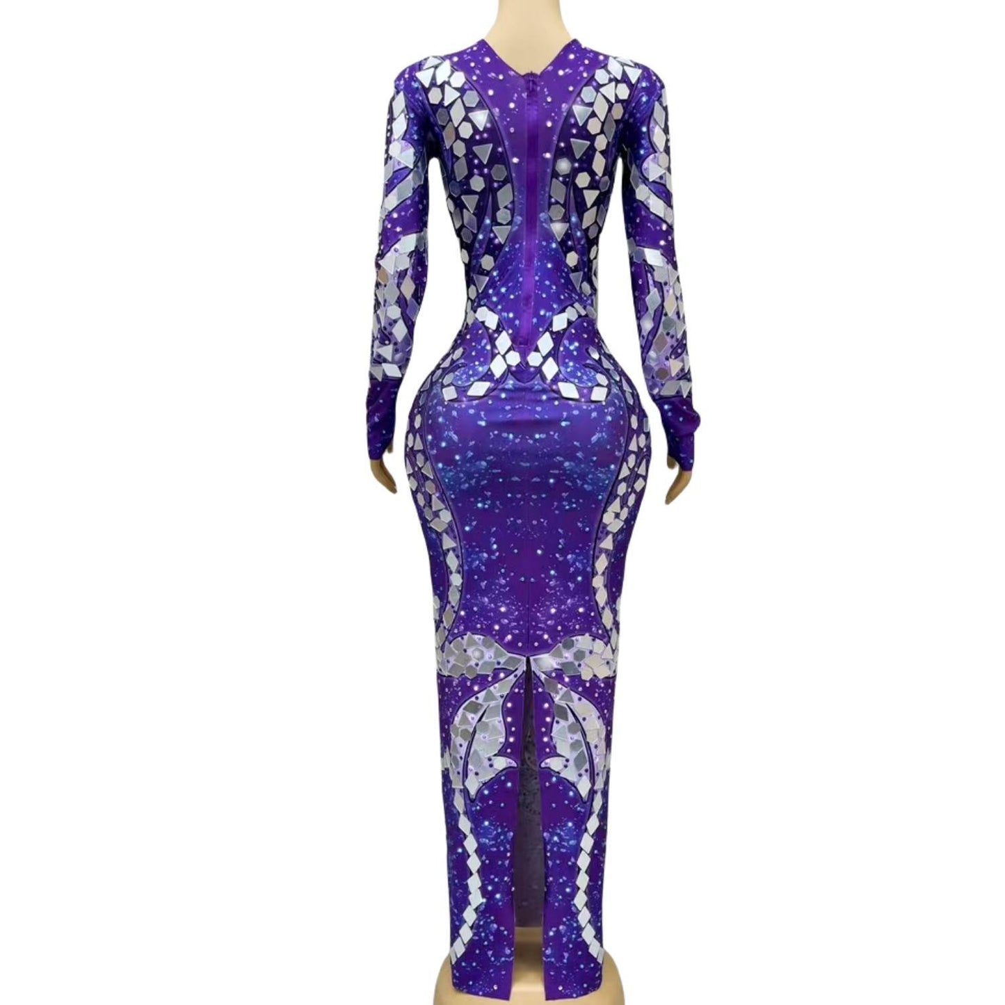 CELESINYI Ziguang Crystal Purple Mirror Gown