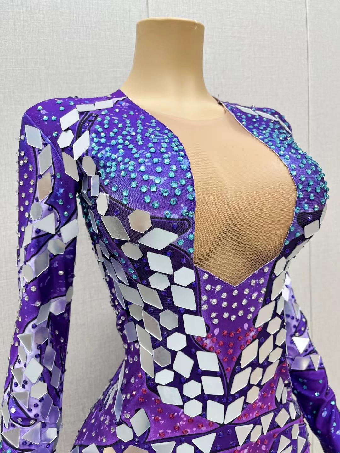 CELESINYI Ziguang Crystal Purple Mirror Gown