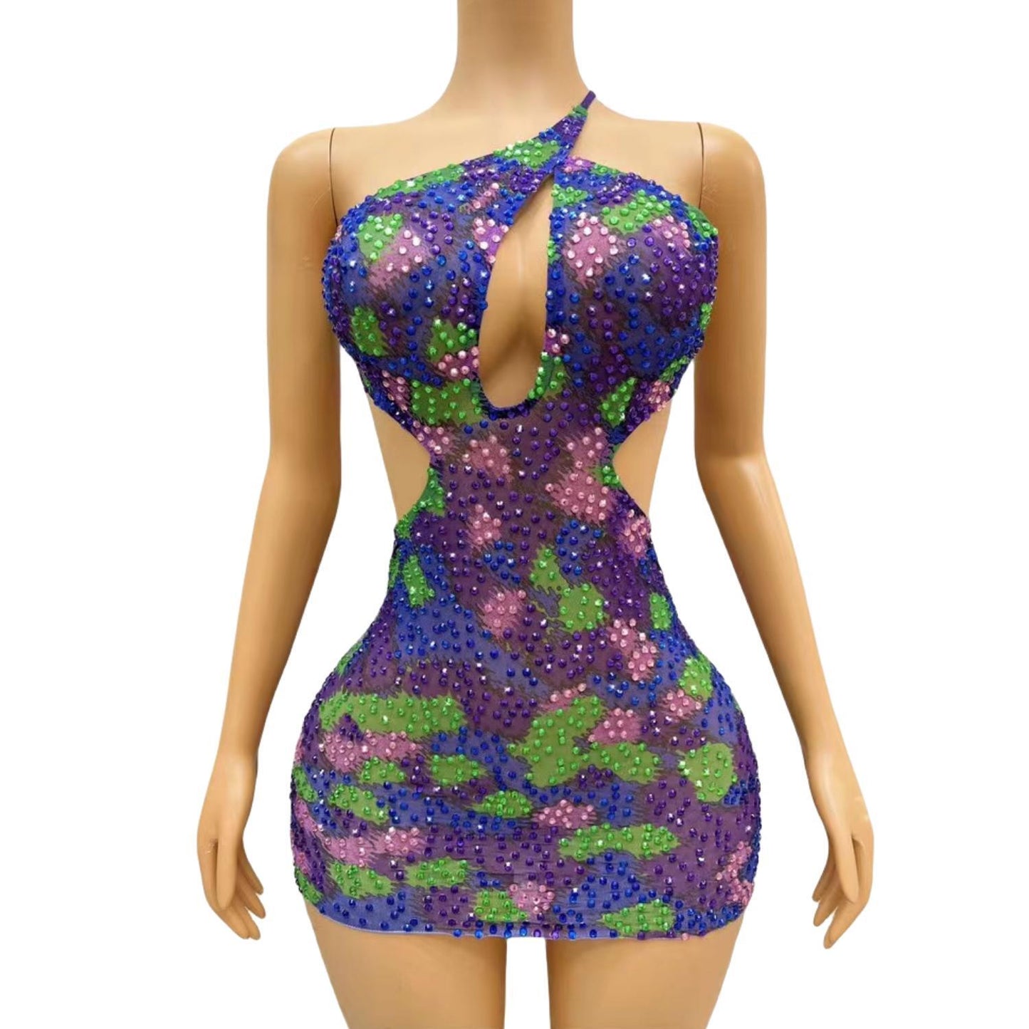 CELESINYI Qiqiaoban Crystal Psychedelic Bodysuit