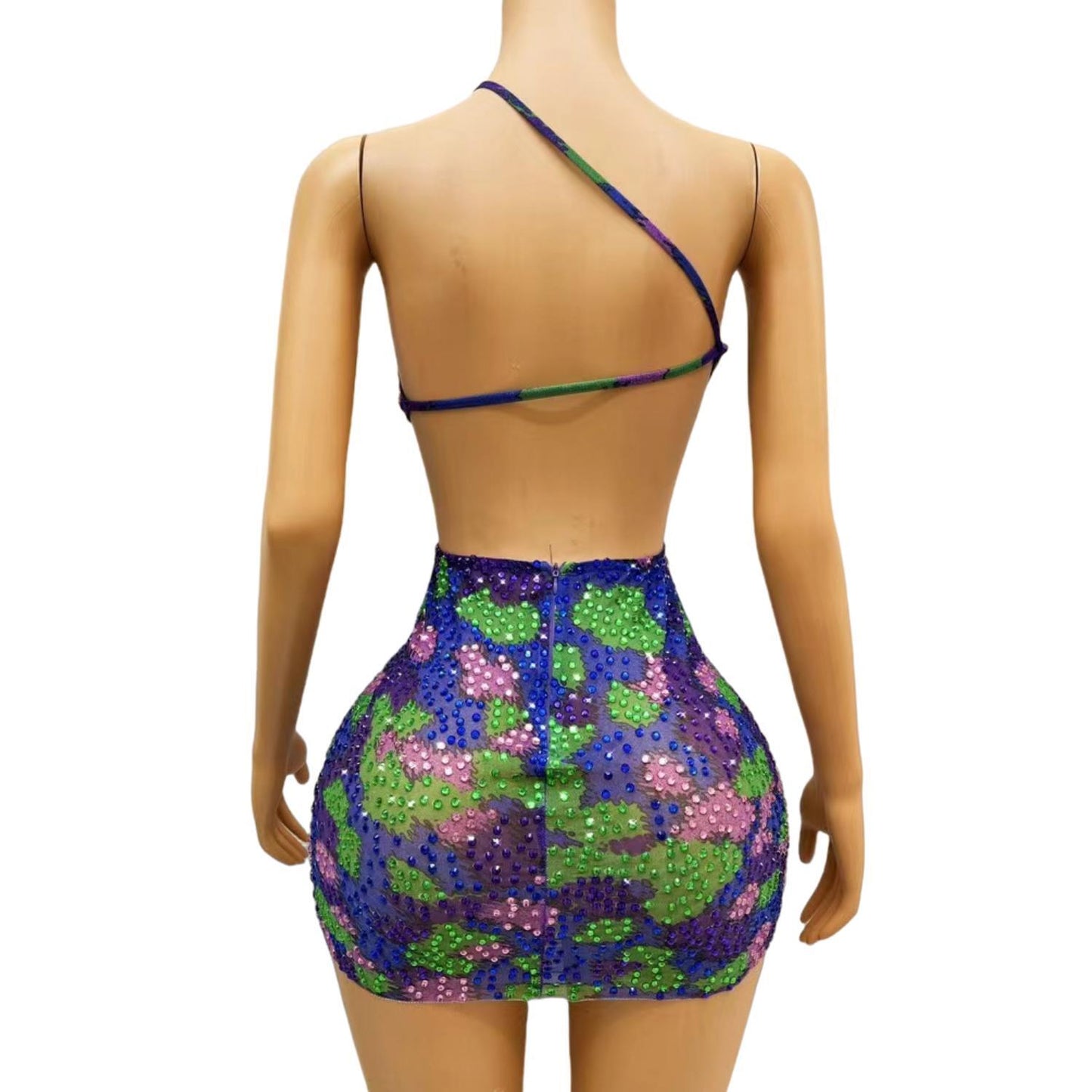 CELESINYI Qiqiaoban Crystal Psychedelic Bodysuit