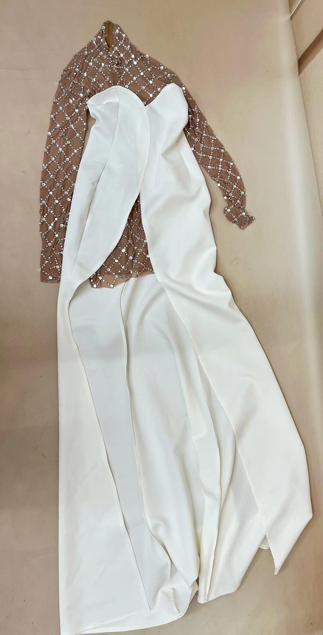 CELESINYI Caoge Crystal White Mermaid Gown
