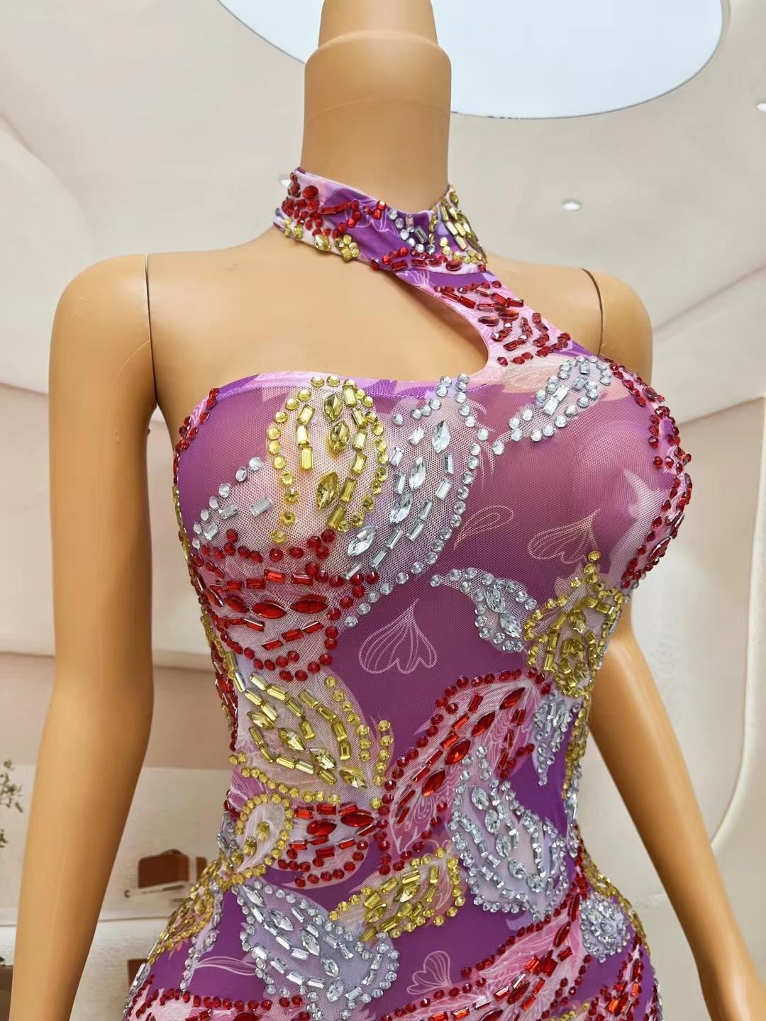 CELESINYI Qingyu Crystal Lilac Mini Dress