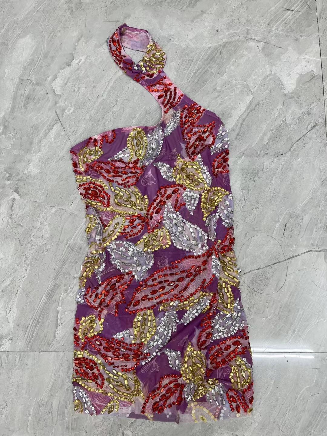 CELESINYI Qingyu Crystal Lilac Mini Dress
