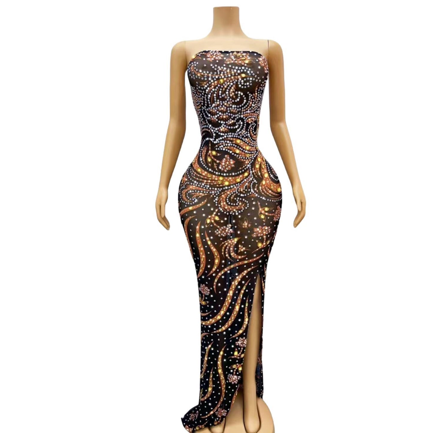 CELESINYI Fengqiuhuang Crystal Paisley Gown