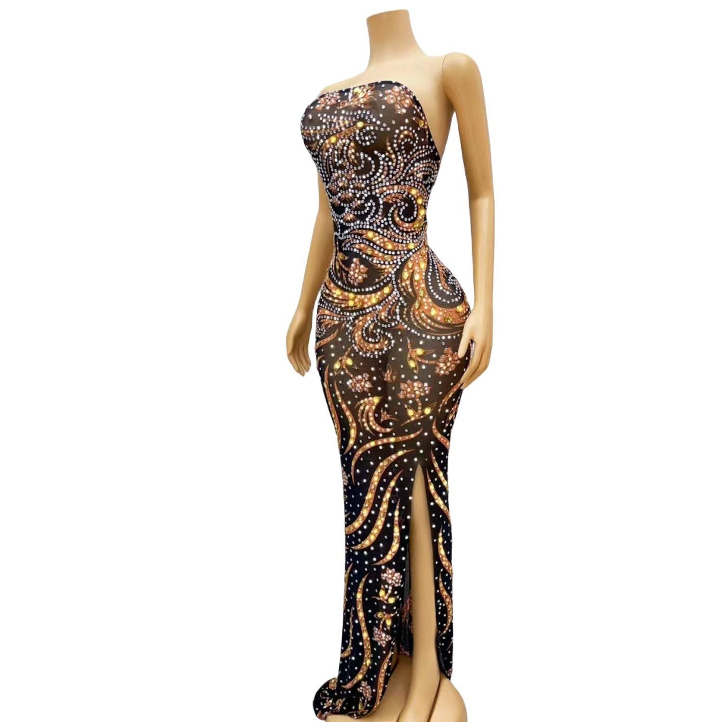 CELESINYI Fengqiuhuang Crystal Paisley Gown