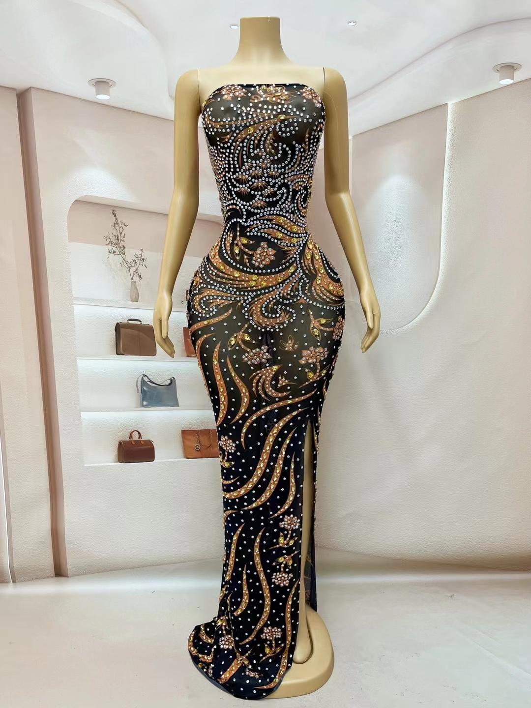 CELESINYI Fengqiuhuang Crystal Paisley Gown