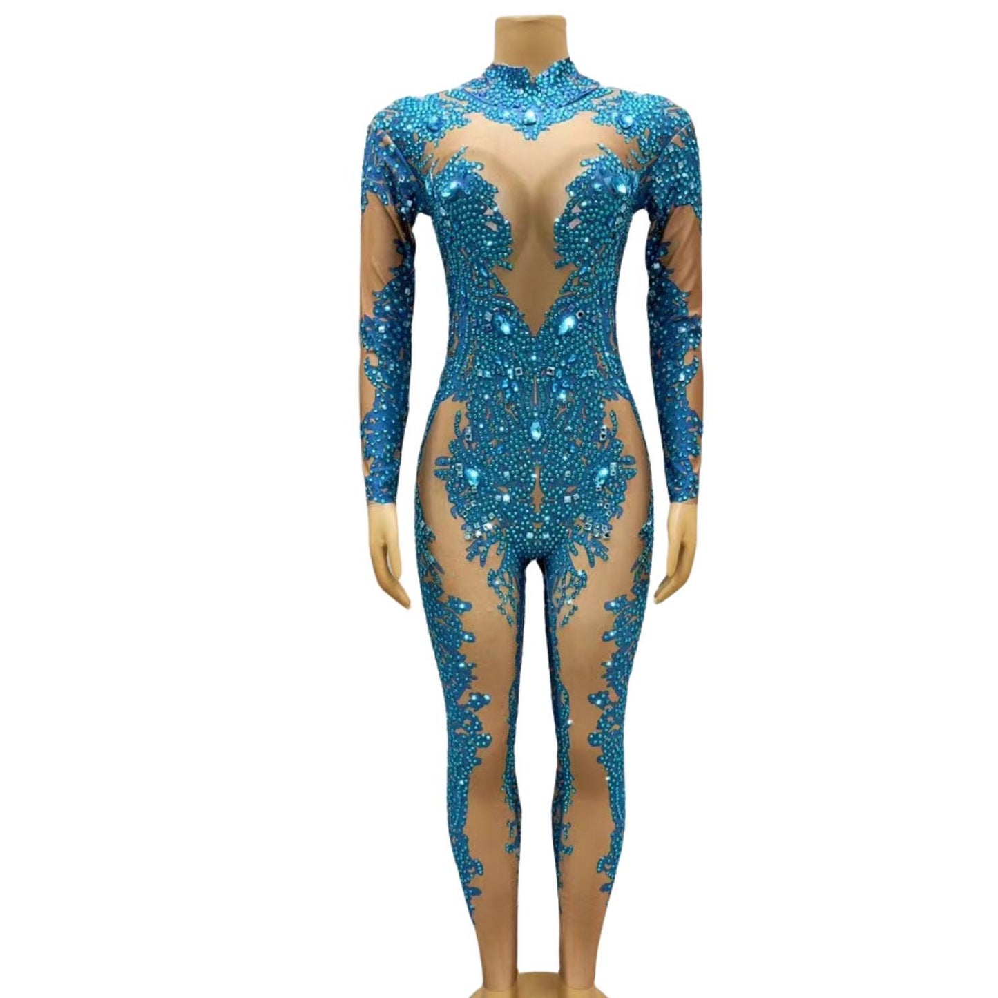 CELESINYI Geseputao Crystal Illusion Catsuit (Blue)