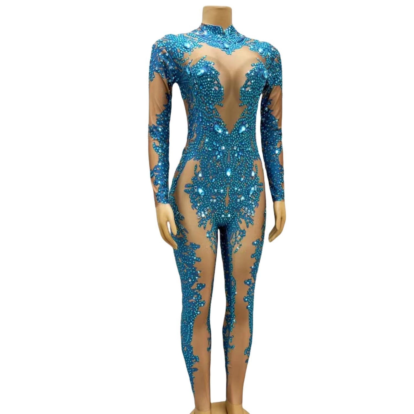 CELESINYI Geseputao Crystal Illusion Catsuit (Blue)