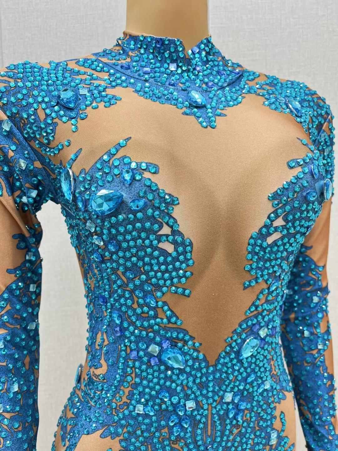 CELESINYI Geseputao Crystal Illusion Catsuit (Blue)