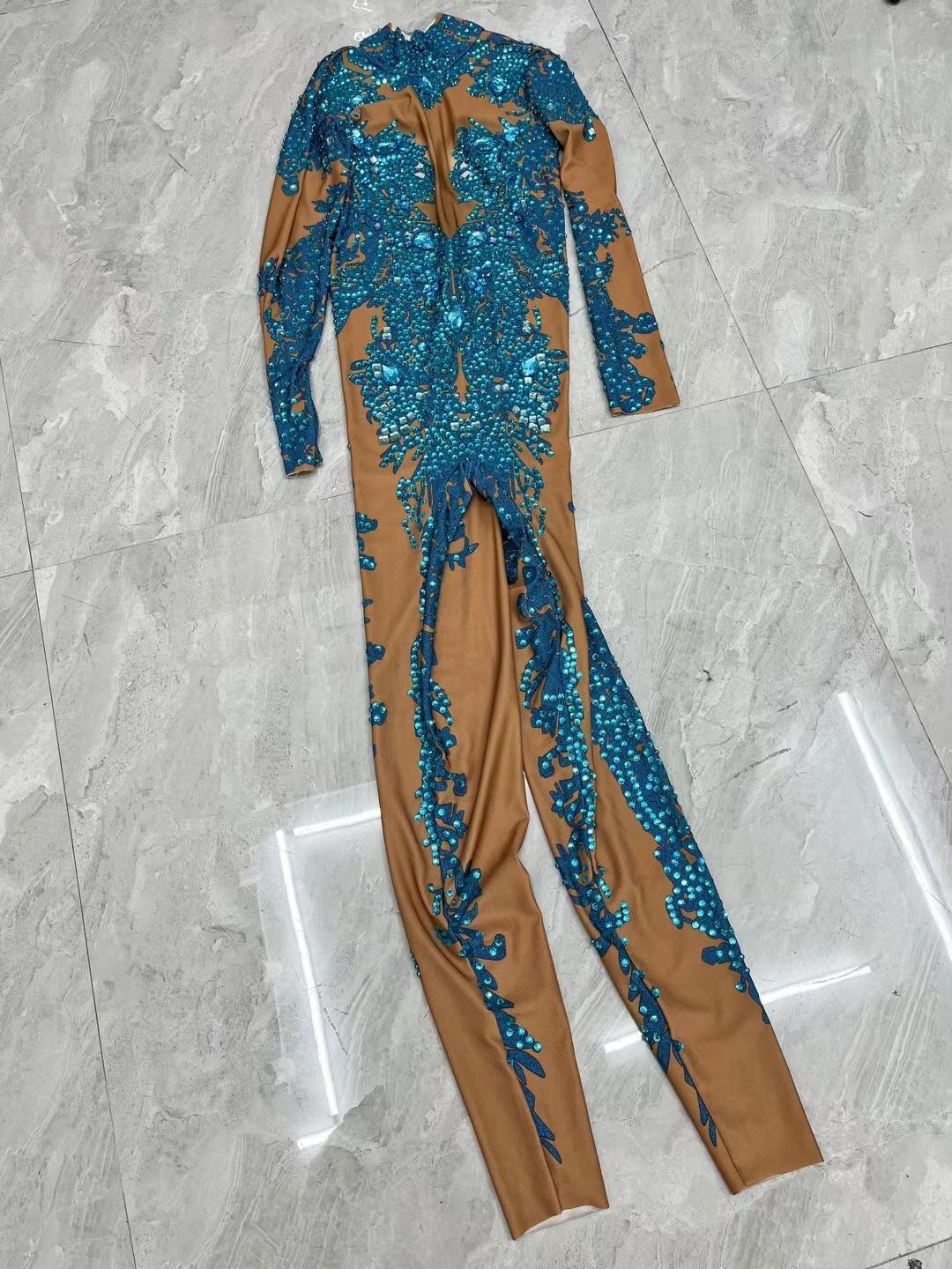 CELESINYI Geseputao Crystal Illusion Catsuit (Blue)