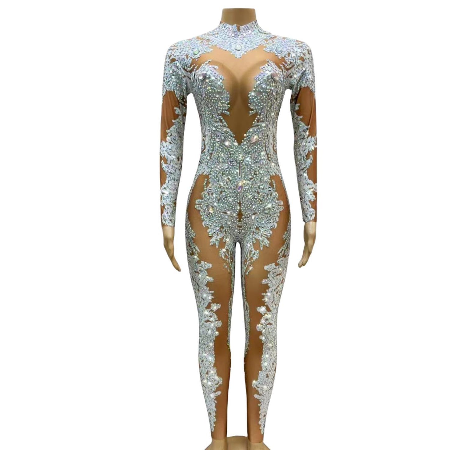 CELESINYI Geseputao Crystal Illusion Catsuit (White AB)