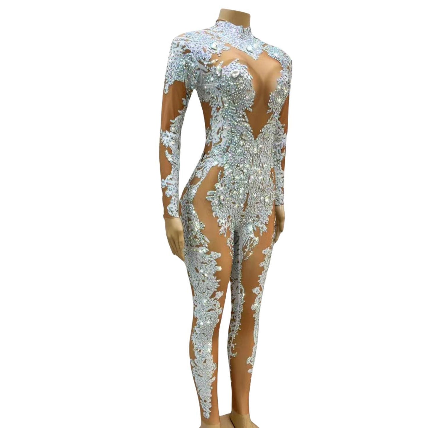 CELESINYI Geseputao Crystal Illusion Catsuit (White AB)