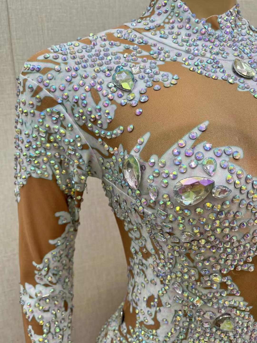 CELESINYI Geseputao Crystal Illusion Catsuit (White AB)