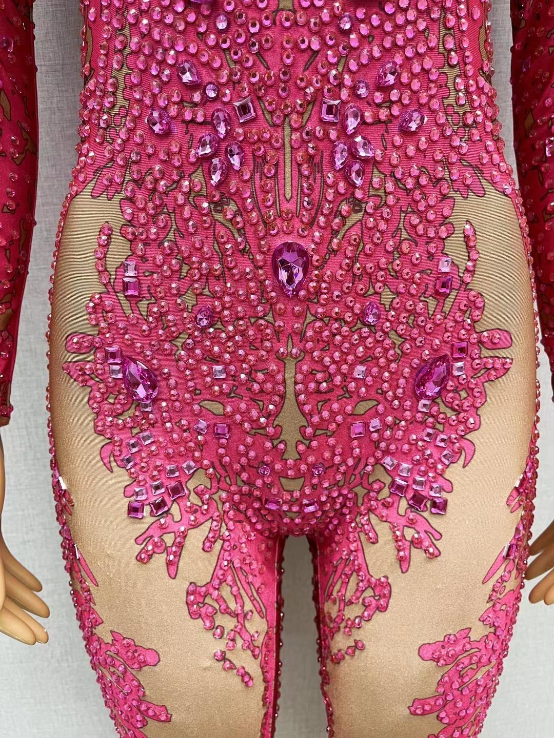 CELESINYI Geseputao Crystal Illusion Catsuit (Rose Red)