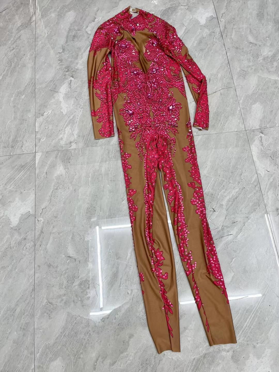 CELESINYI Geseputao Crystal Illusion Catsuit (Rose Red)