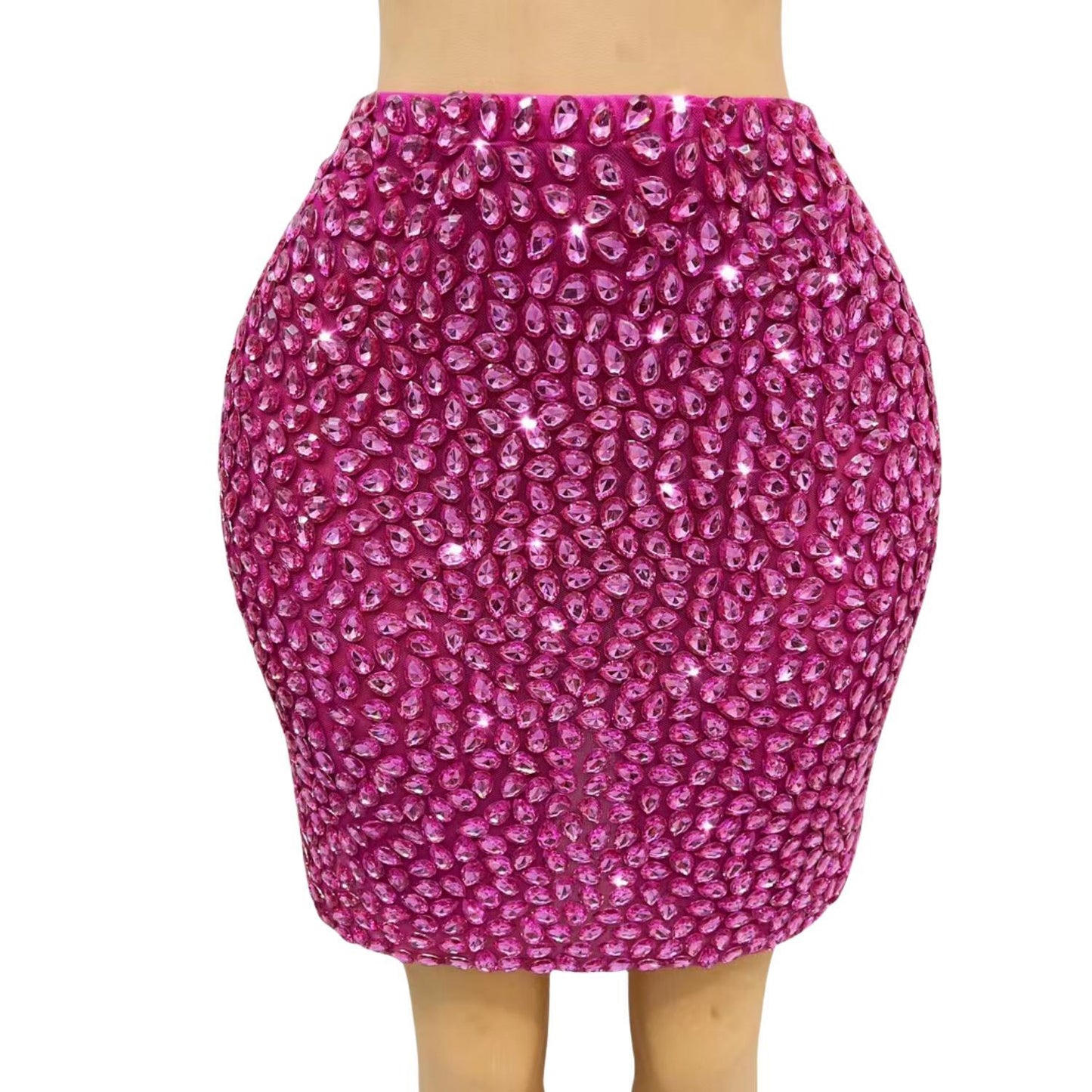 CELESINYI Shuidiqun Crystal Rose Mini Skirt