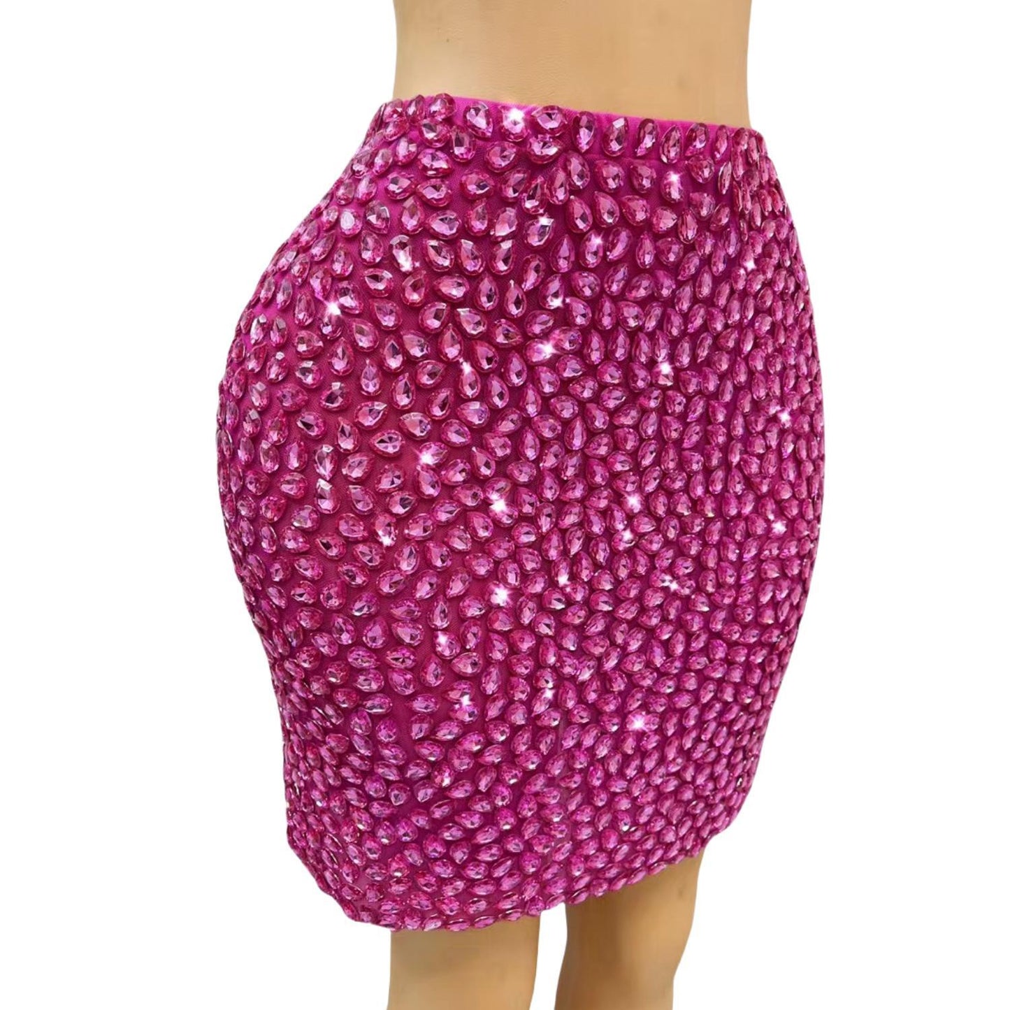 CELESINYI Shuidiqun Crystal Rose Mini Skirt