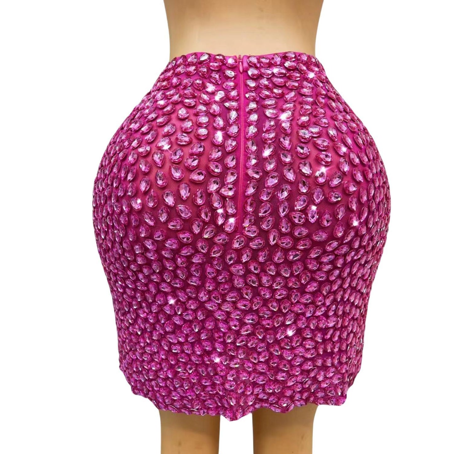 CELESINYI Shuidiqun Crystal Rose Mini Skirt