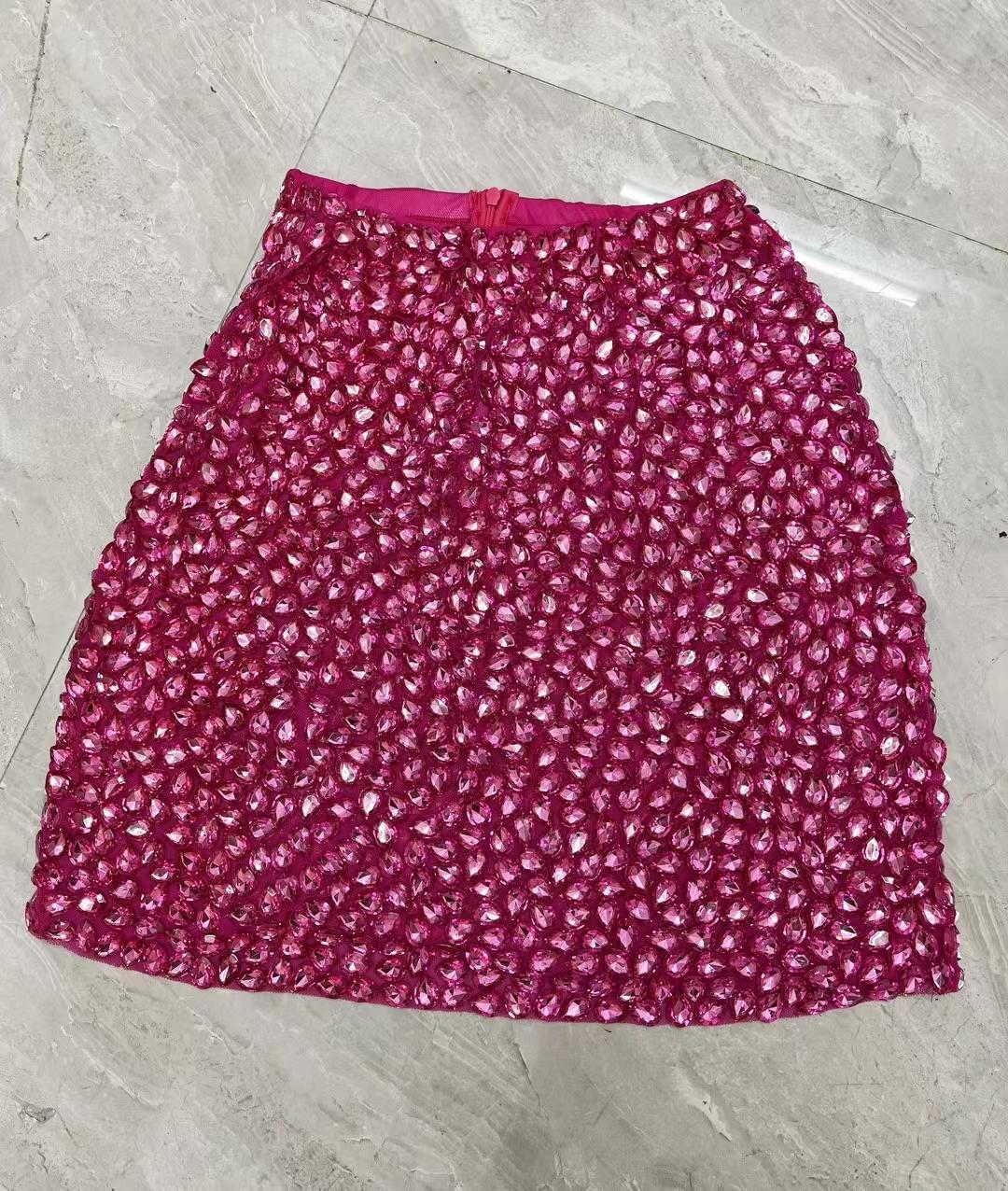 CELESINYI Shuidiqun Crystal Rose Mini Skirt
