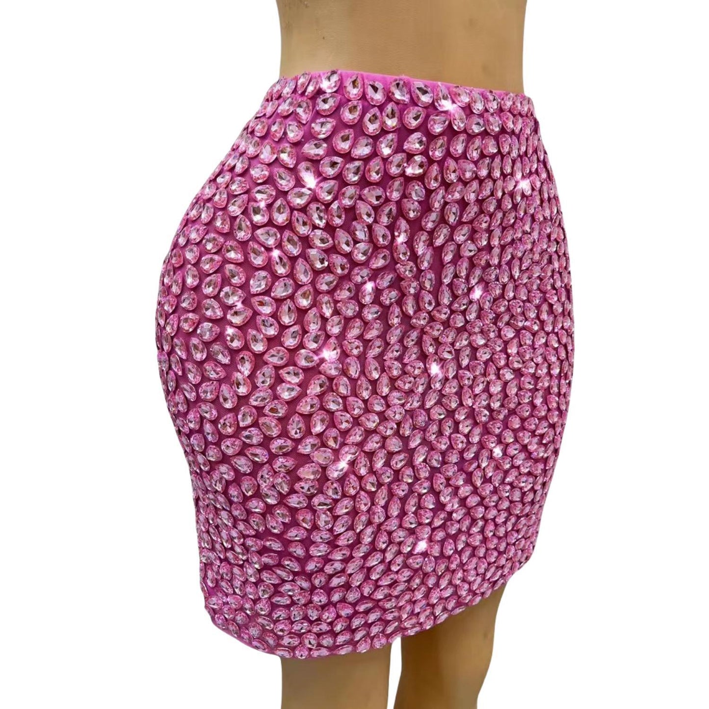 CELESINYI Shuidiqun Crystal Pink Mini Skirt