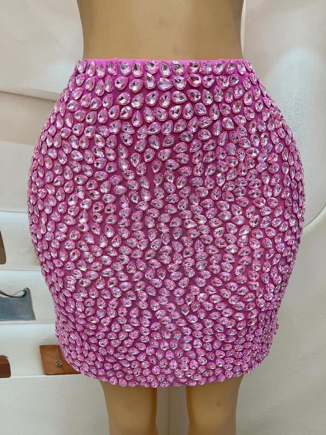 CELESINYI Shuidiqun Crystal Pink Mini Skirt