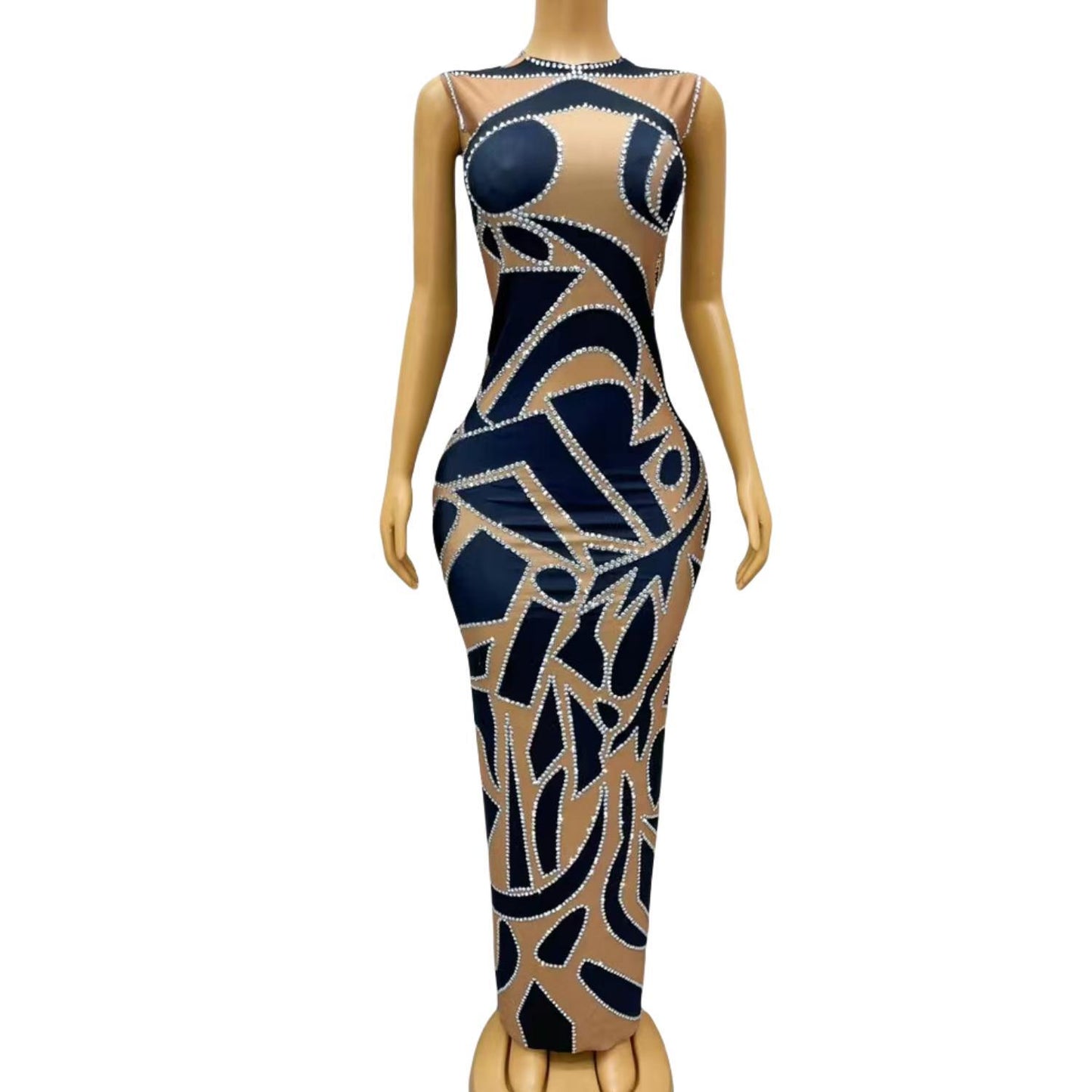 CELESINYI Henji Crystal Abstract Gown