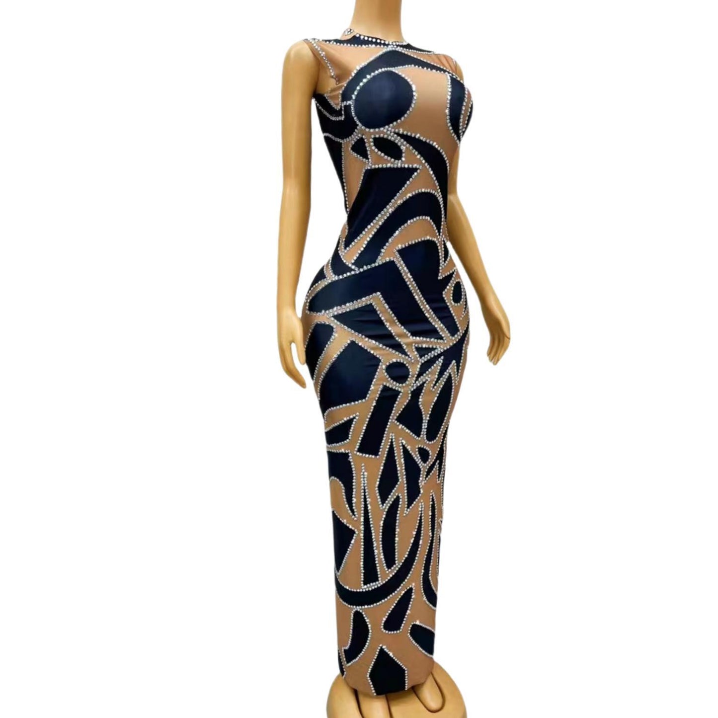 CELESINYI Henji Crystal Abstract Gown