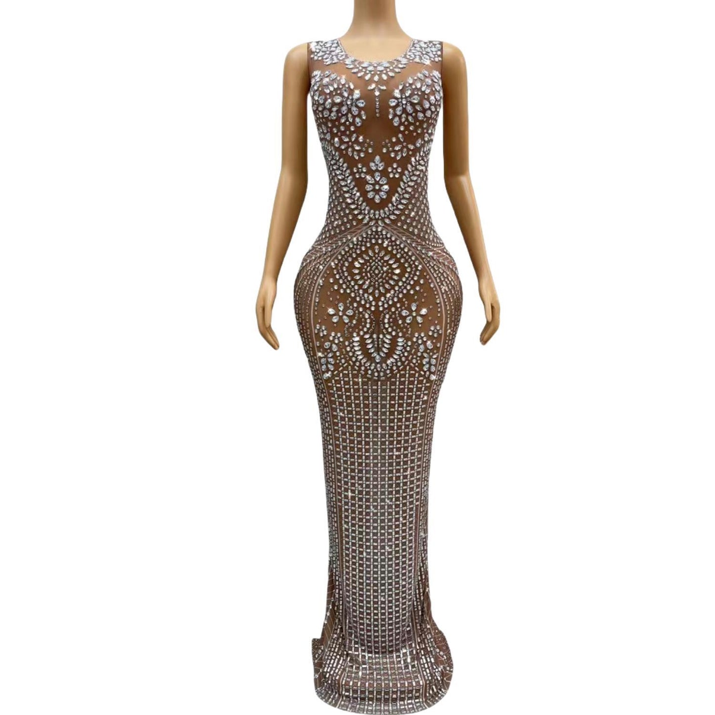 CELESINYI Baifudiao Crystal Floral Mermaid Gown