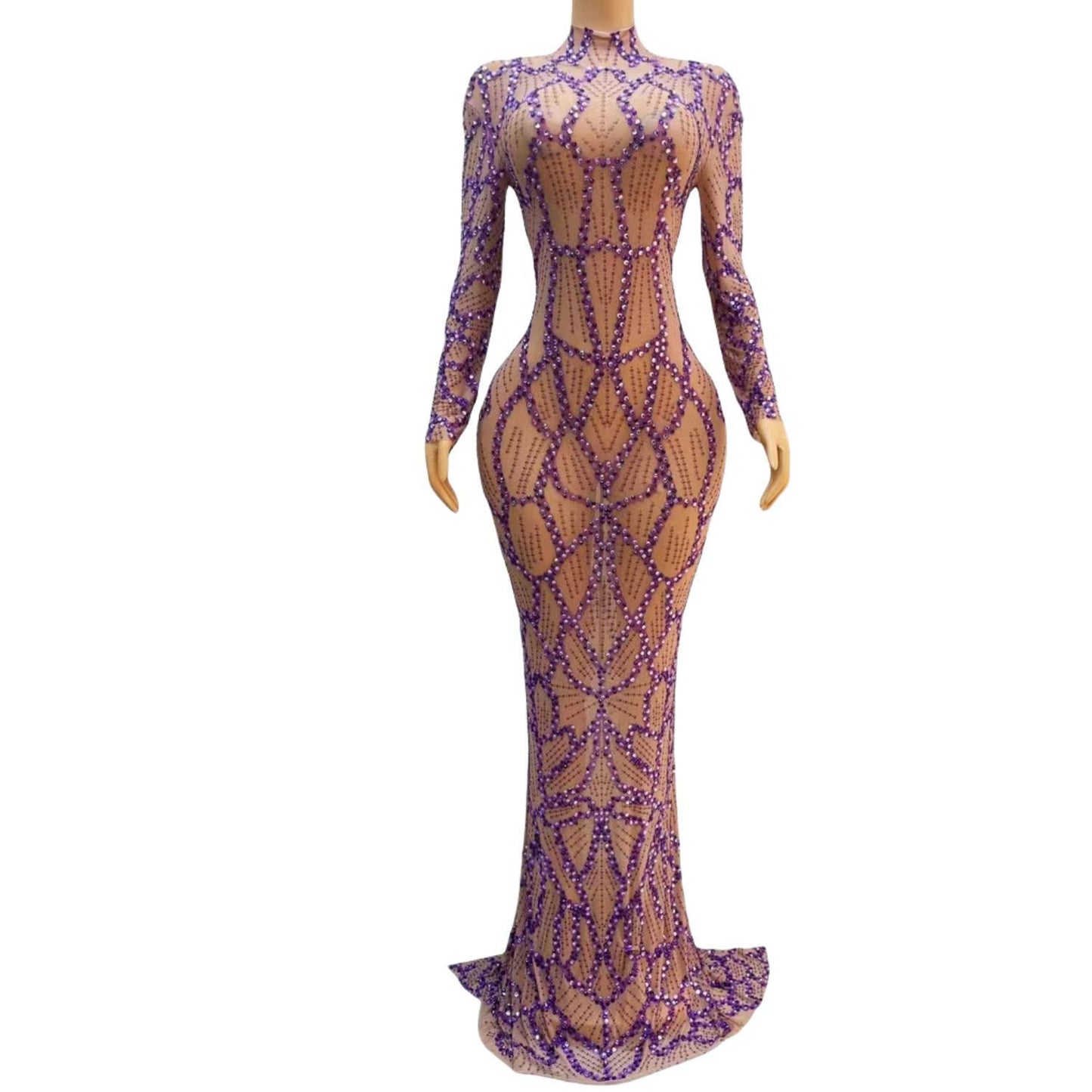 CELESINYI Ziyi Crystal Purple Gown
