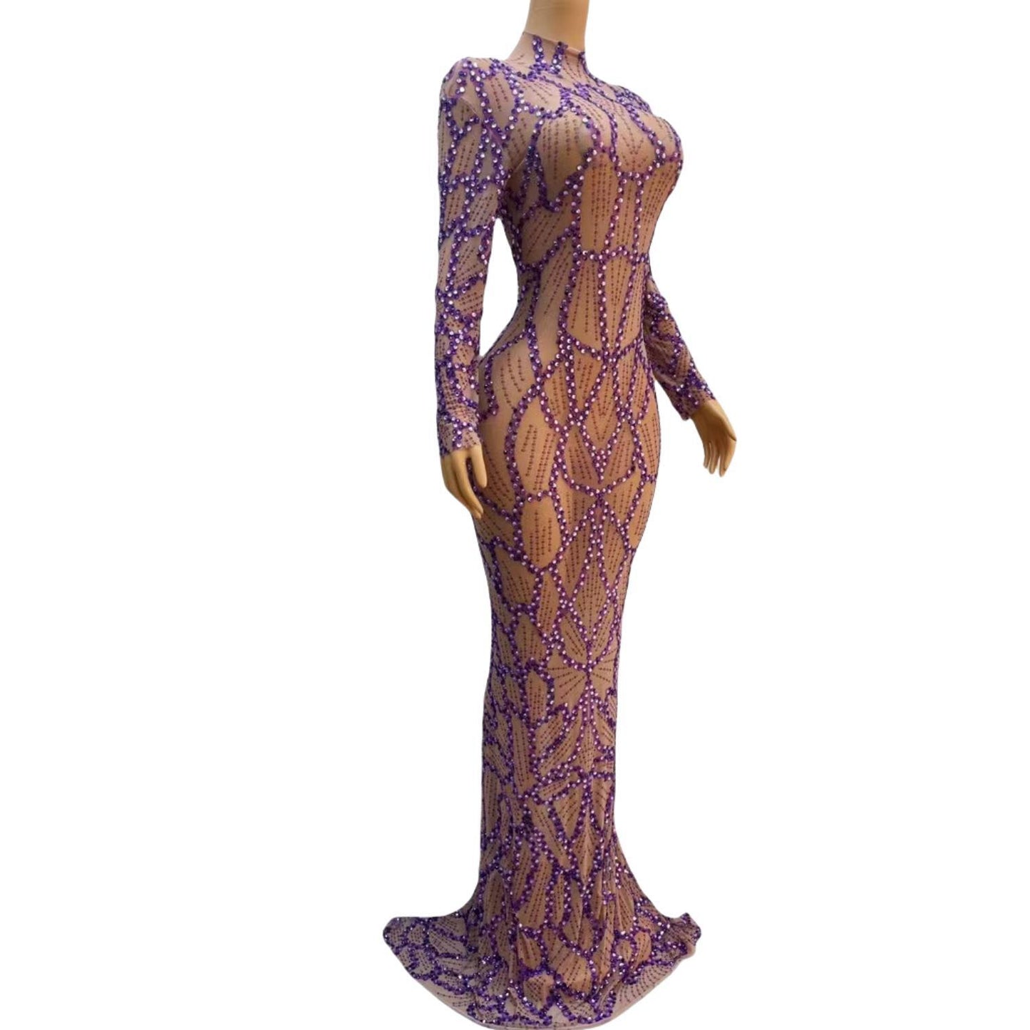 CELESINYI Ziyi Crystal Purple Gown