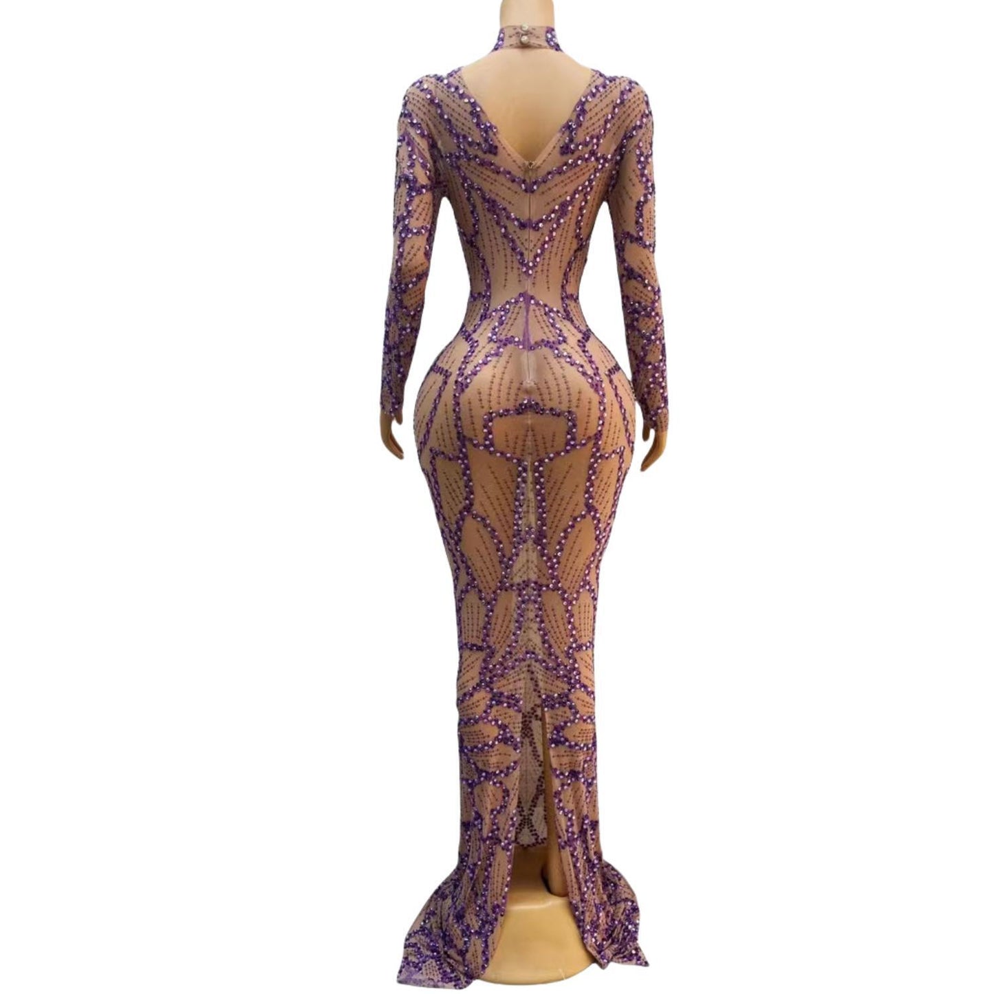 CELESINYI Ziyi Crystal Purple Gown