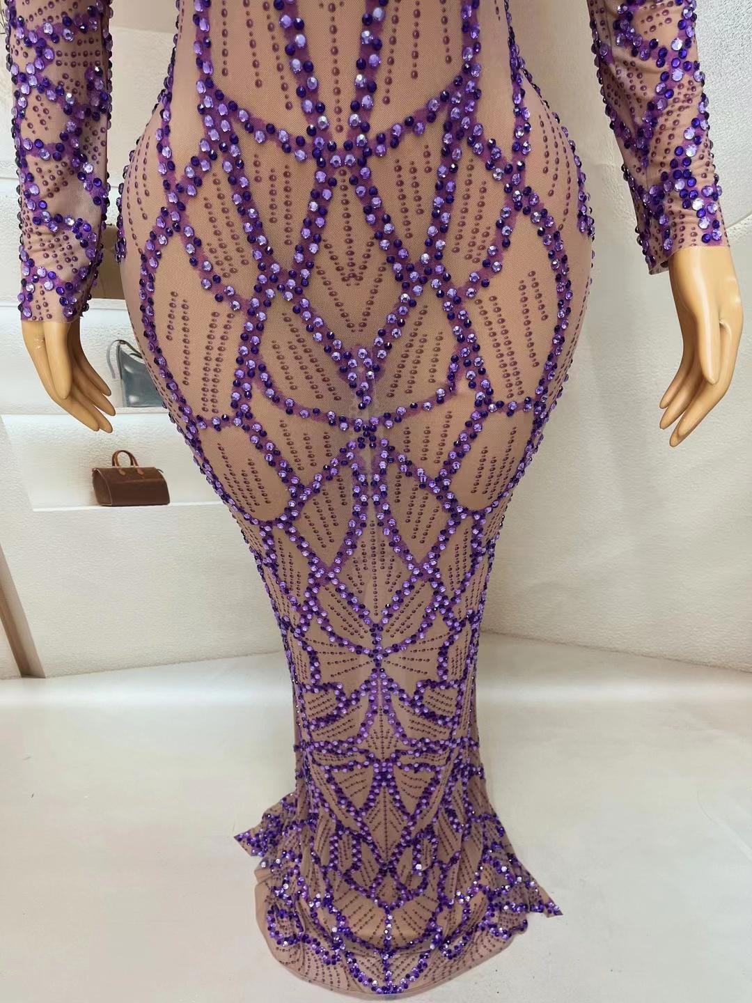 CELESINYI Ziyi Crystal Purple Gown