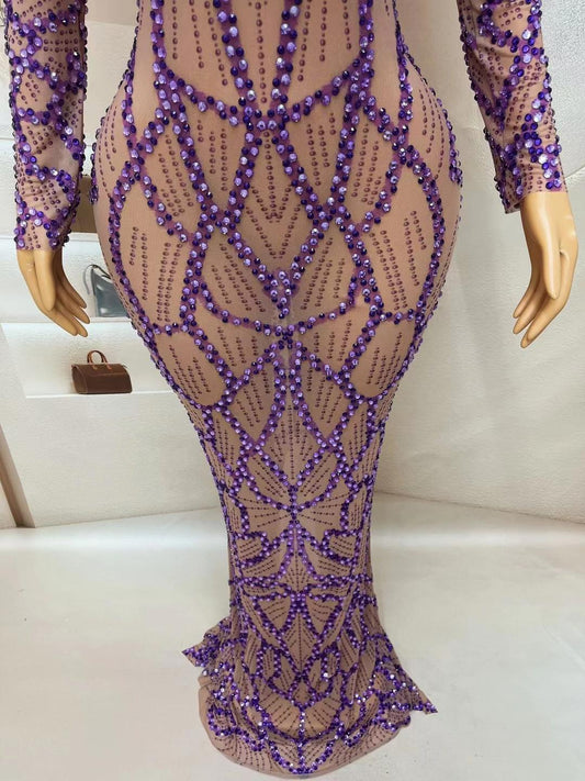 CELESINYI Ziyi Crystal Purple Gown