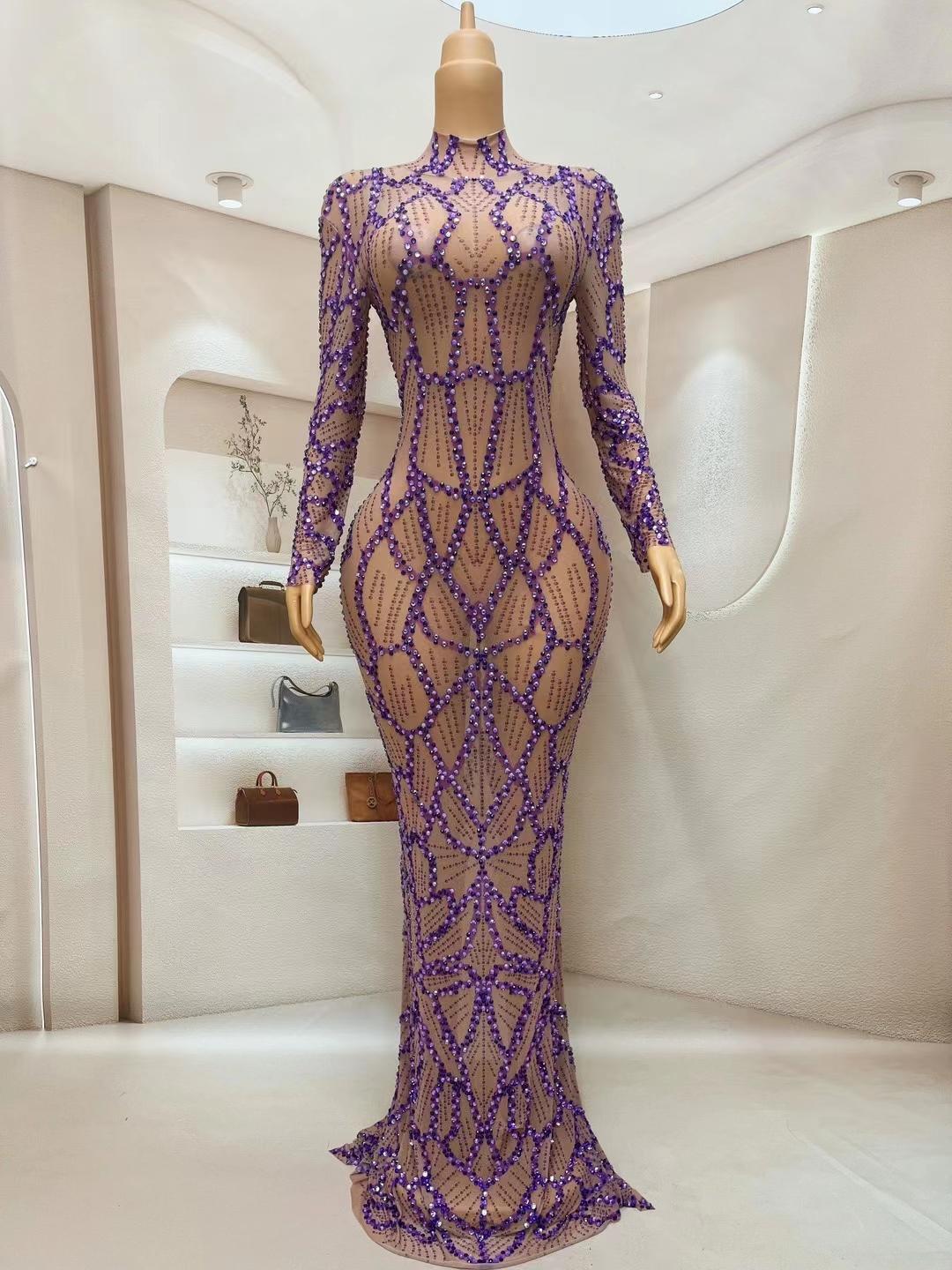 CELESINYI Ziyi Crystal Purple Gown