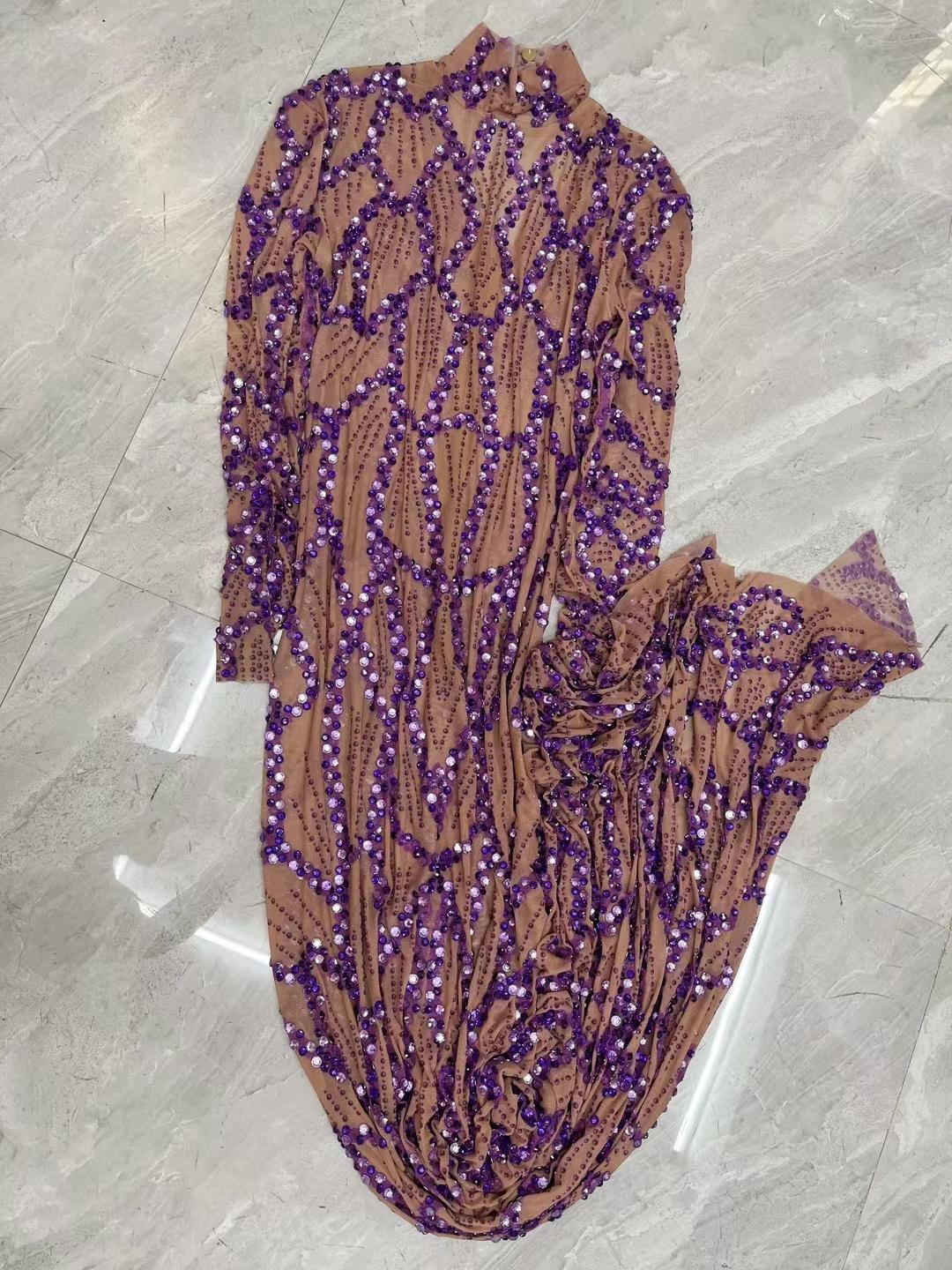 CELESINYI Ziyi Crystal Purple Gown