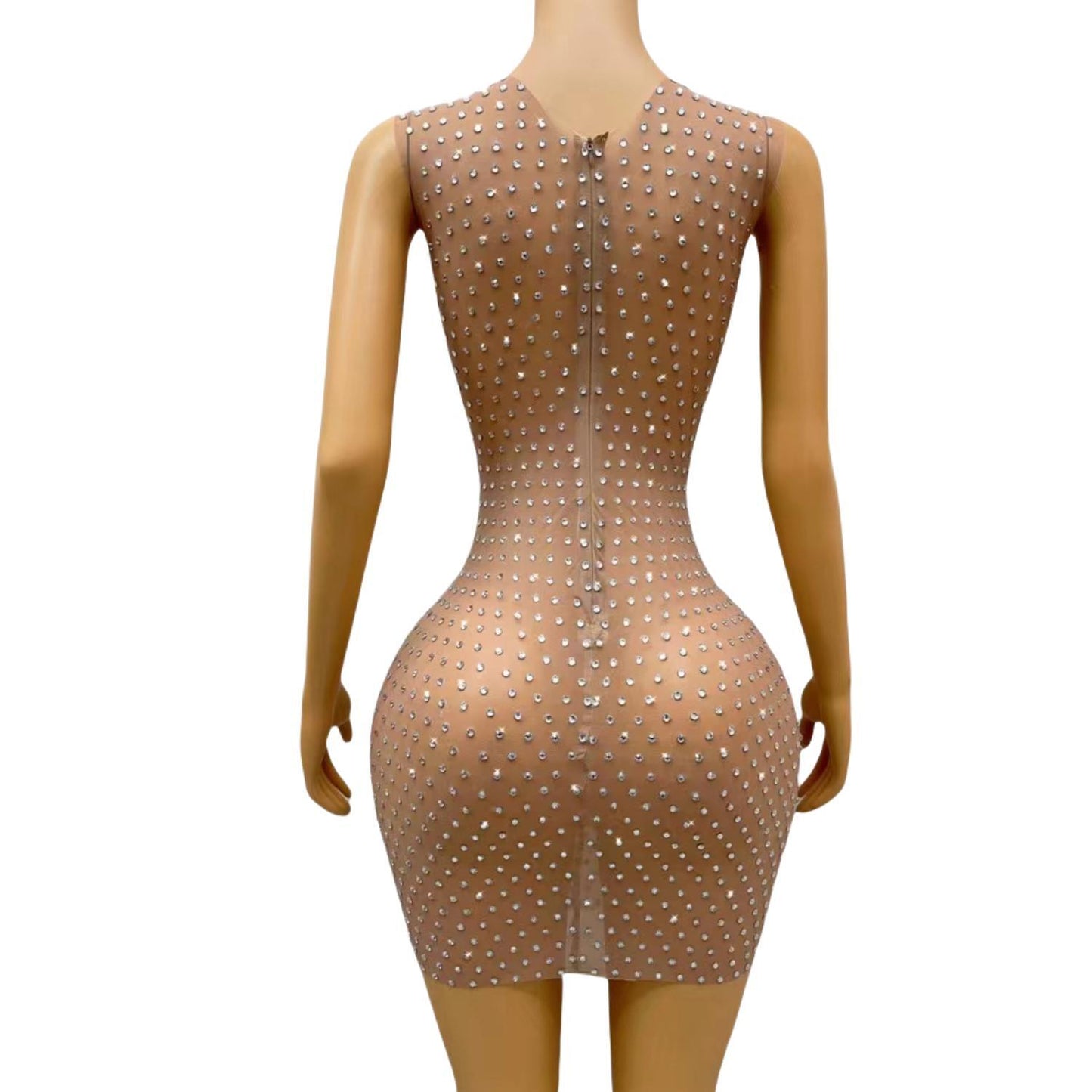 CELESINYI Yinshou Crystal Hand Mini Dress