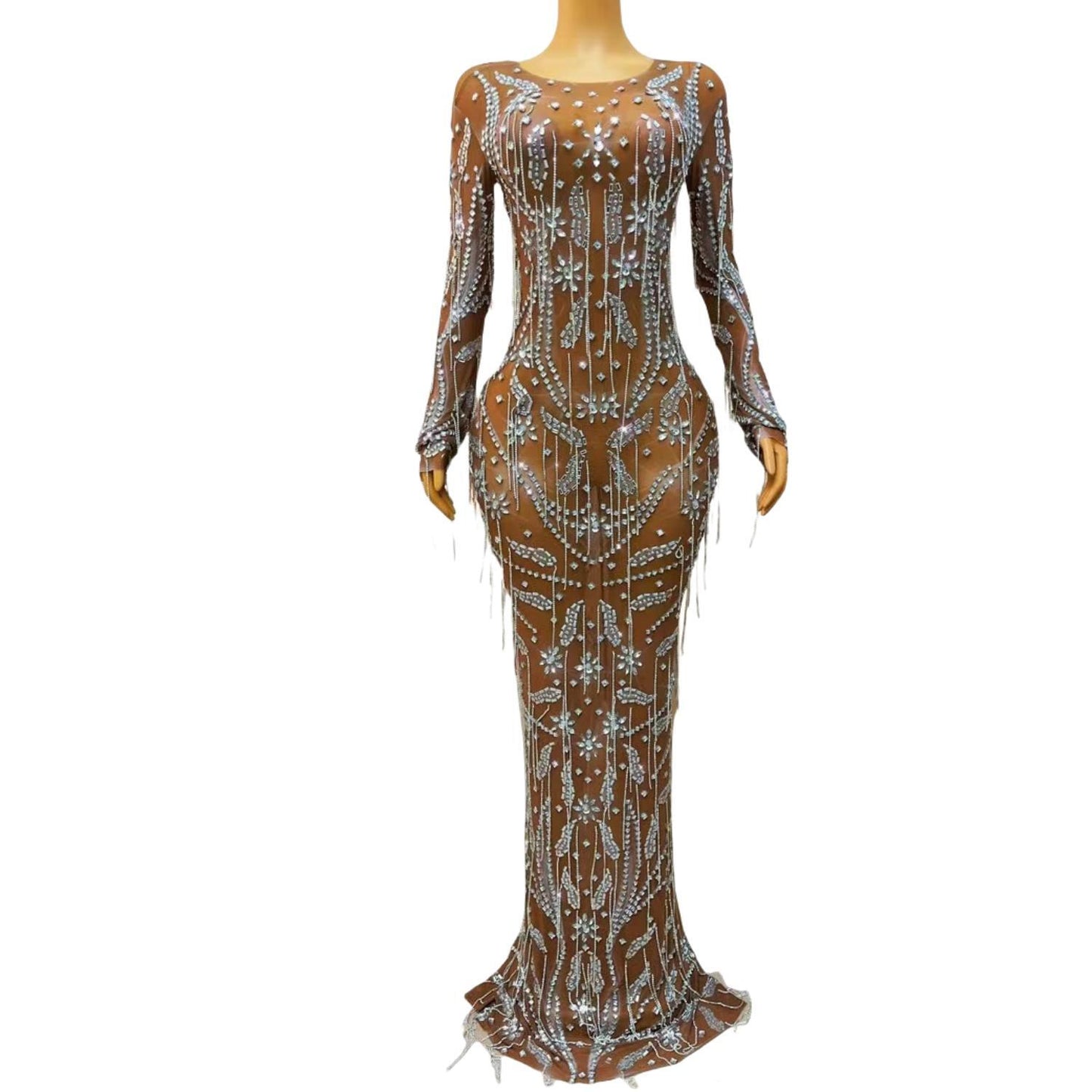 CELESINYI Piaohua Crystal Fringe Bodysuit