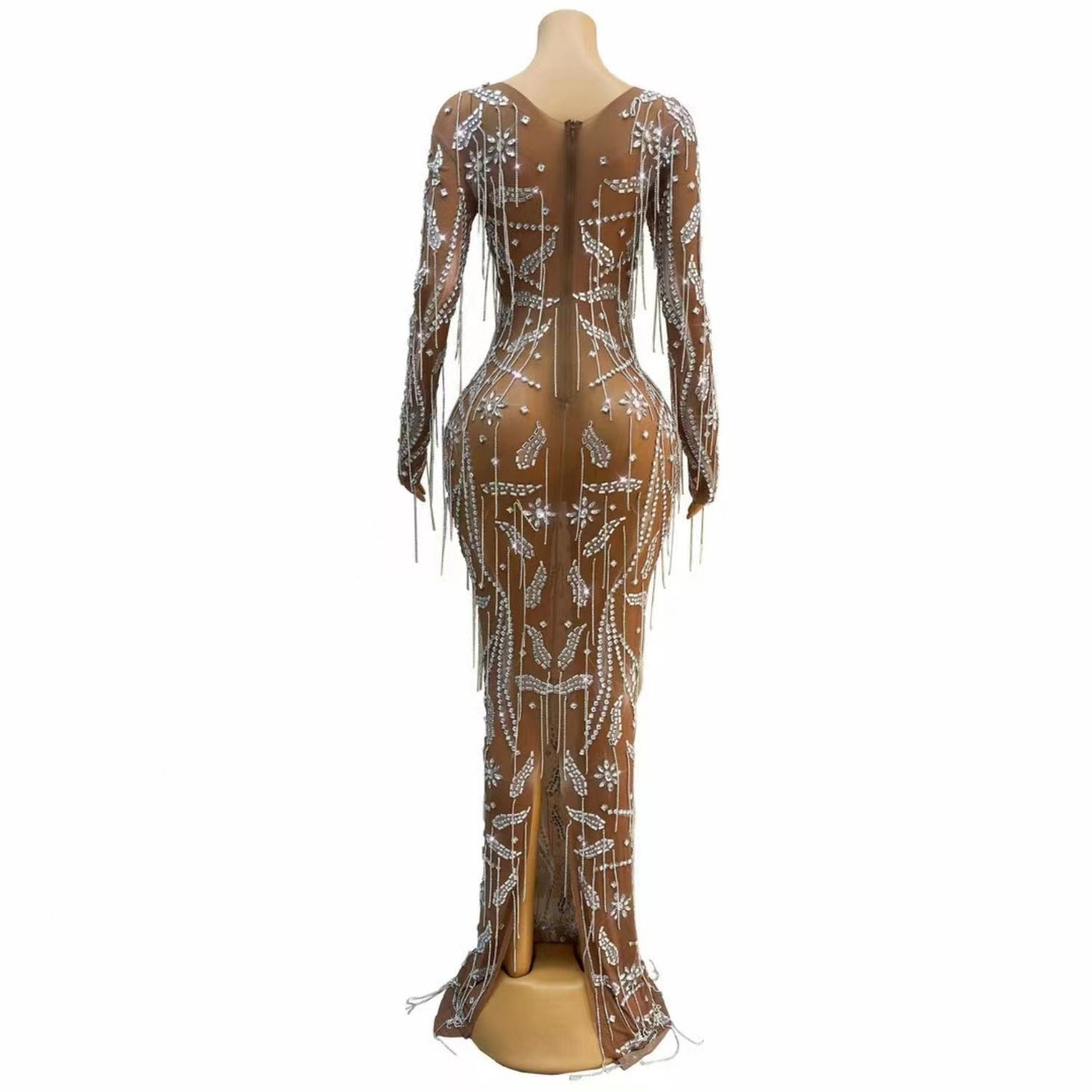 CELESINYI Piaohua Crystal Fringe Bodysuit